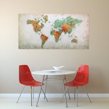 KUNSTLOFT Gemälde Einklang der Kontinente 140x70 cm, Leinwandbild 100% HANDGEMALT Wandbild Wohnzimmer