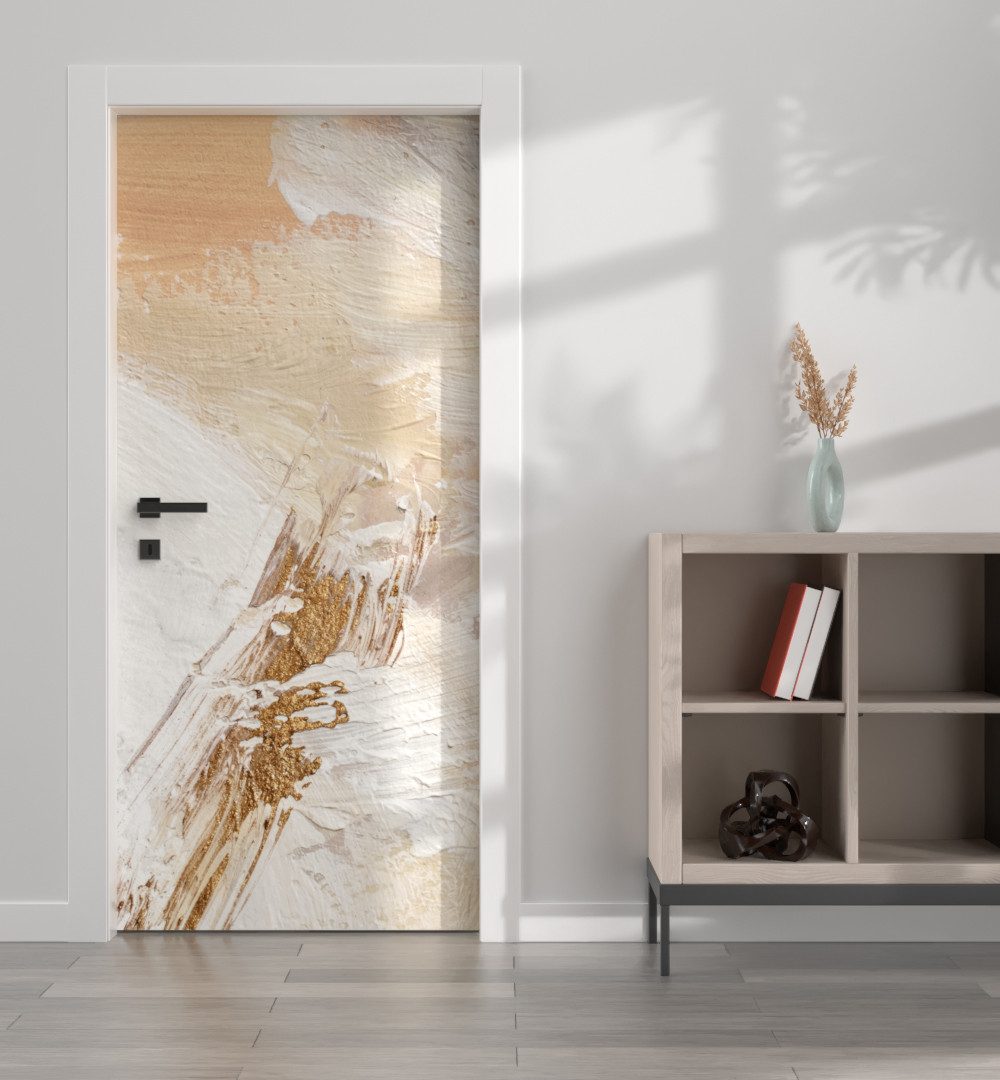 MyMaxxi Dekorationsfolie Türtapete Türposter Türfolie selbstklebend Abstrakte bemalte Wand, (Goldene Farbe, 1St.}, Klebefolie Tür aufgerollt), Selbstklebend