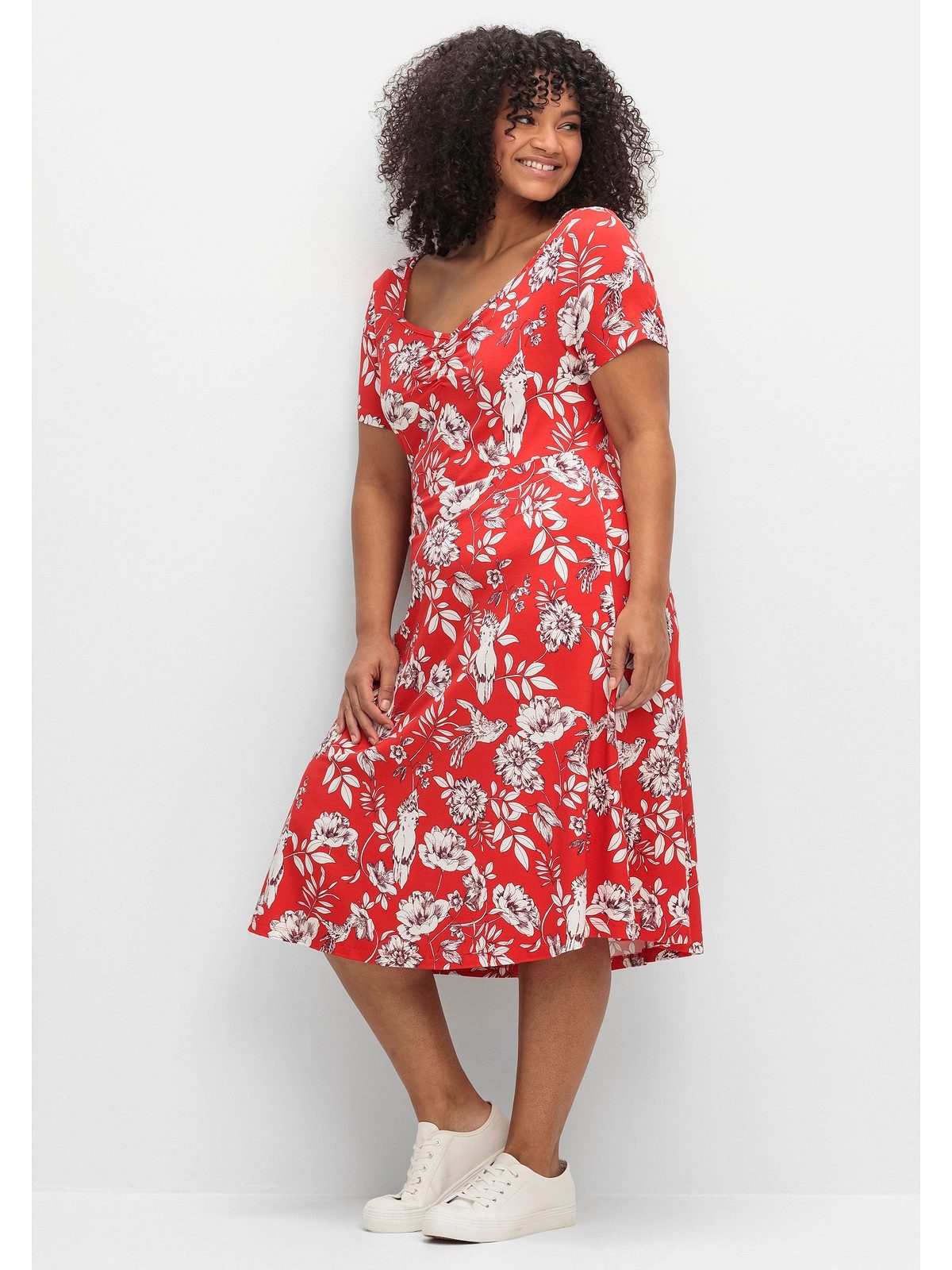 SHEEGO BY JOE BROWNS Jerseykleid Große Größen mit Blumendruck und Herzausschnitt mehr