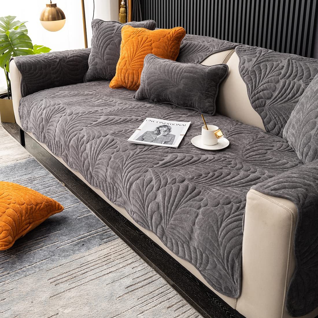 Zyronn Sofaschoner Sofa Überzug Weiche Chenille Sofabezug: Hund Katze Sofaschoner, Anti Rutsch Vintage Couch Überzug für U Form L Form Sektionssofa
