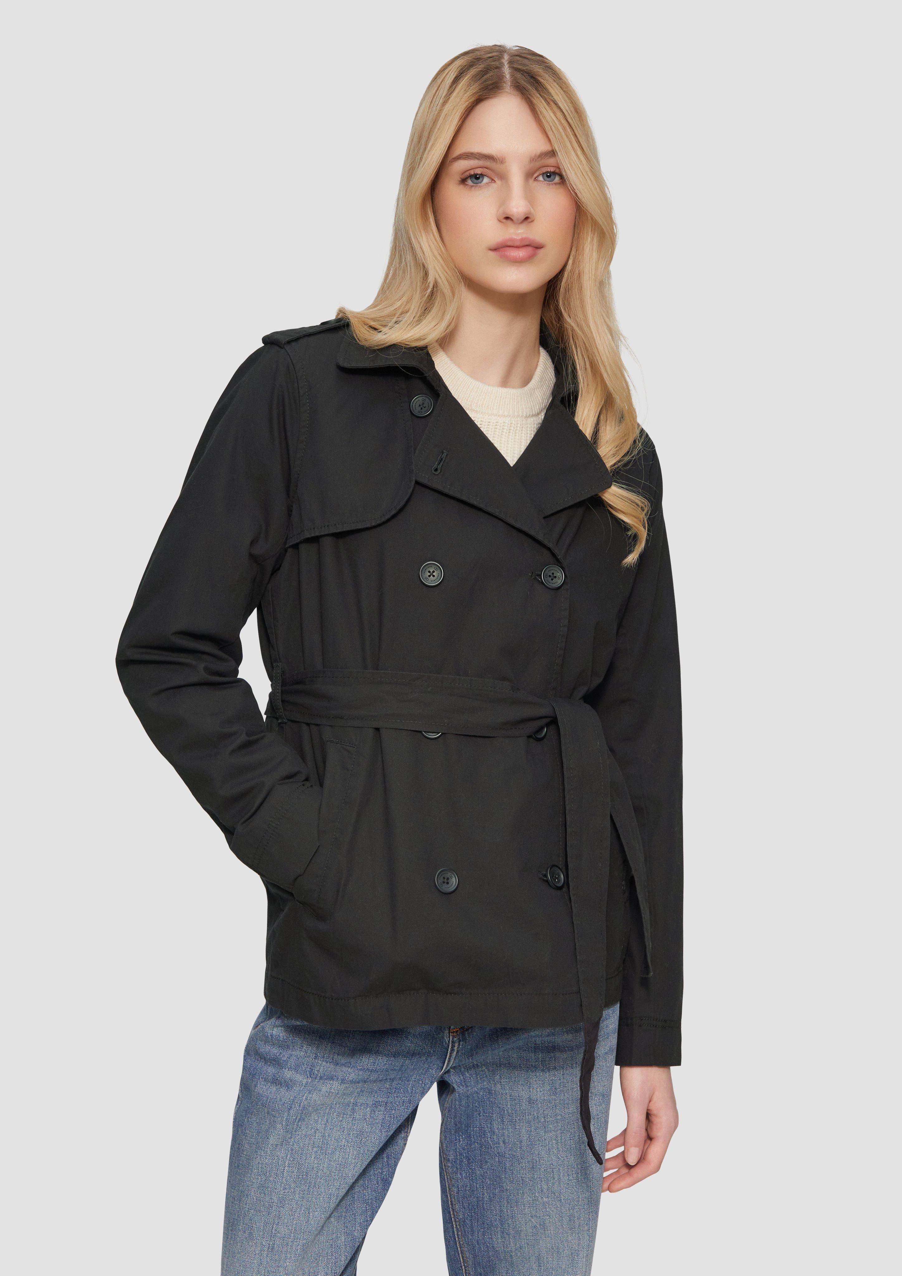 QS Outdoorjacke Kurzer Trenchcoat aus Baumwolle günstig online kaufen