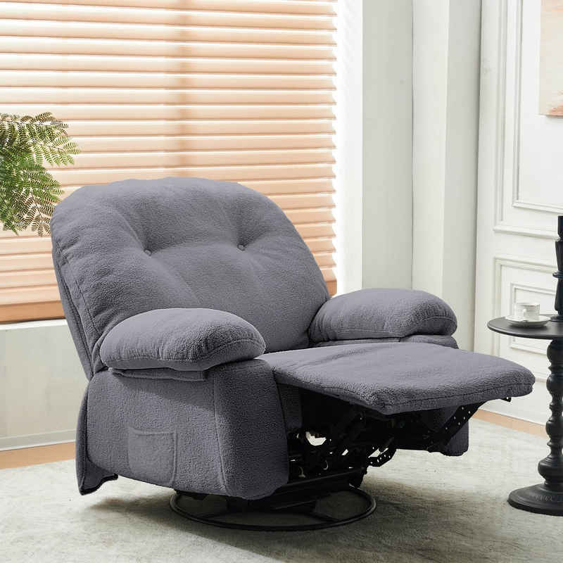 Merax TV-Sessel mit 360° Drehfunktion und Timer, Relaxsessel mit Fernbedienung, Massagessel elektrisch mit Vibration und Wärmefunktion, Fernsehsessel