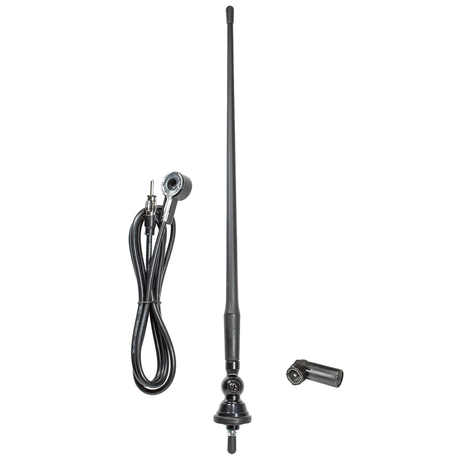 tomzz Audio Hochflexible Universal Gummi Antenne AM/FM UKW ca. 1,3m Kabel DIN+ISO Autoradio-Ersatzantennenstab