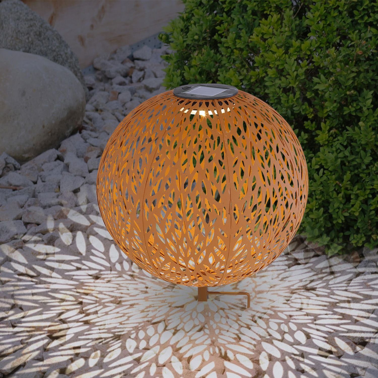 bmfversand LED Solarleuchte Solarleuchte Garten Kugel Rost Solarlampe