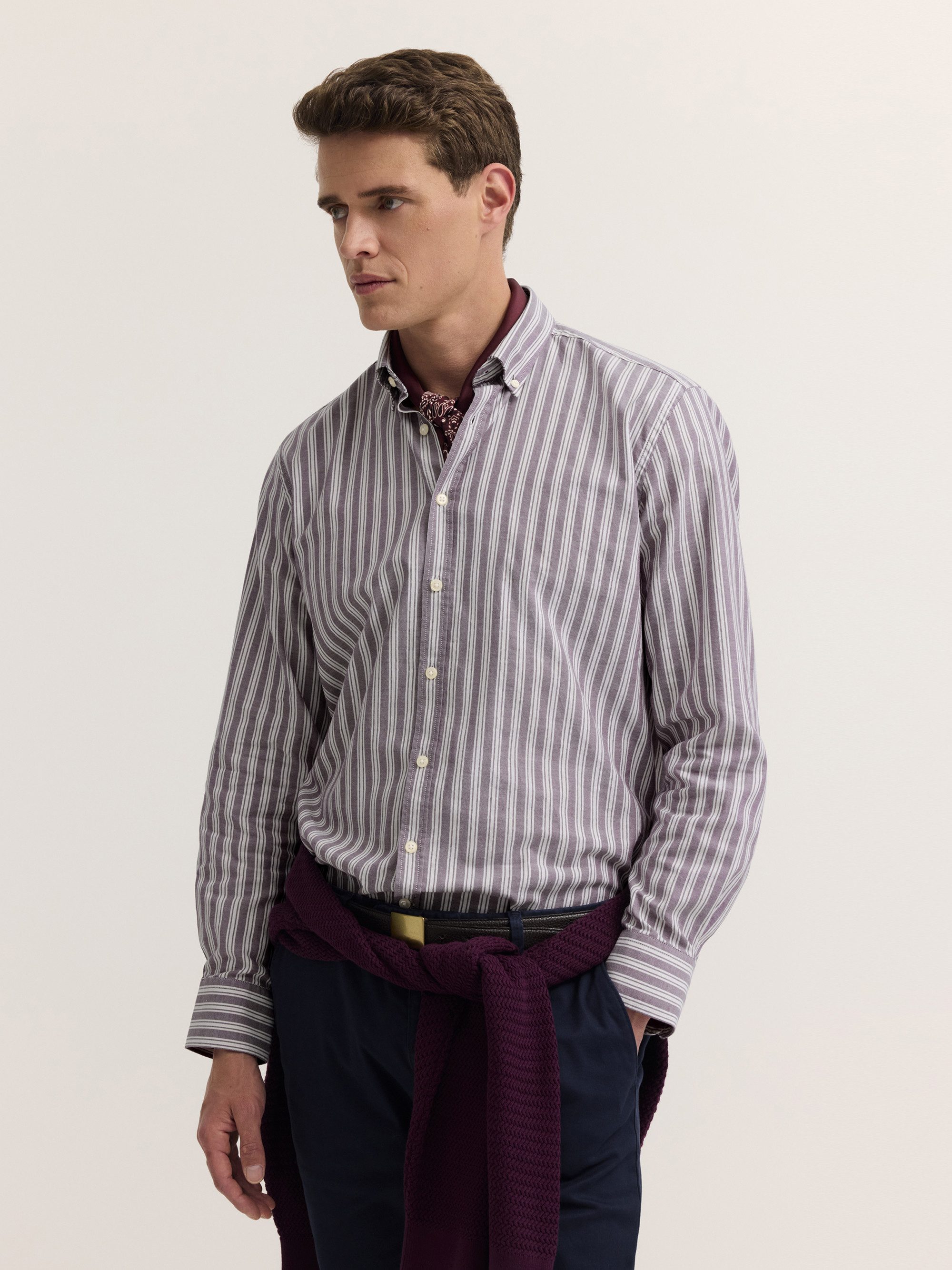 bugatti Langarmhemd Modern Fit Modern Fit Poplin Button-Down-Kragen