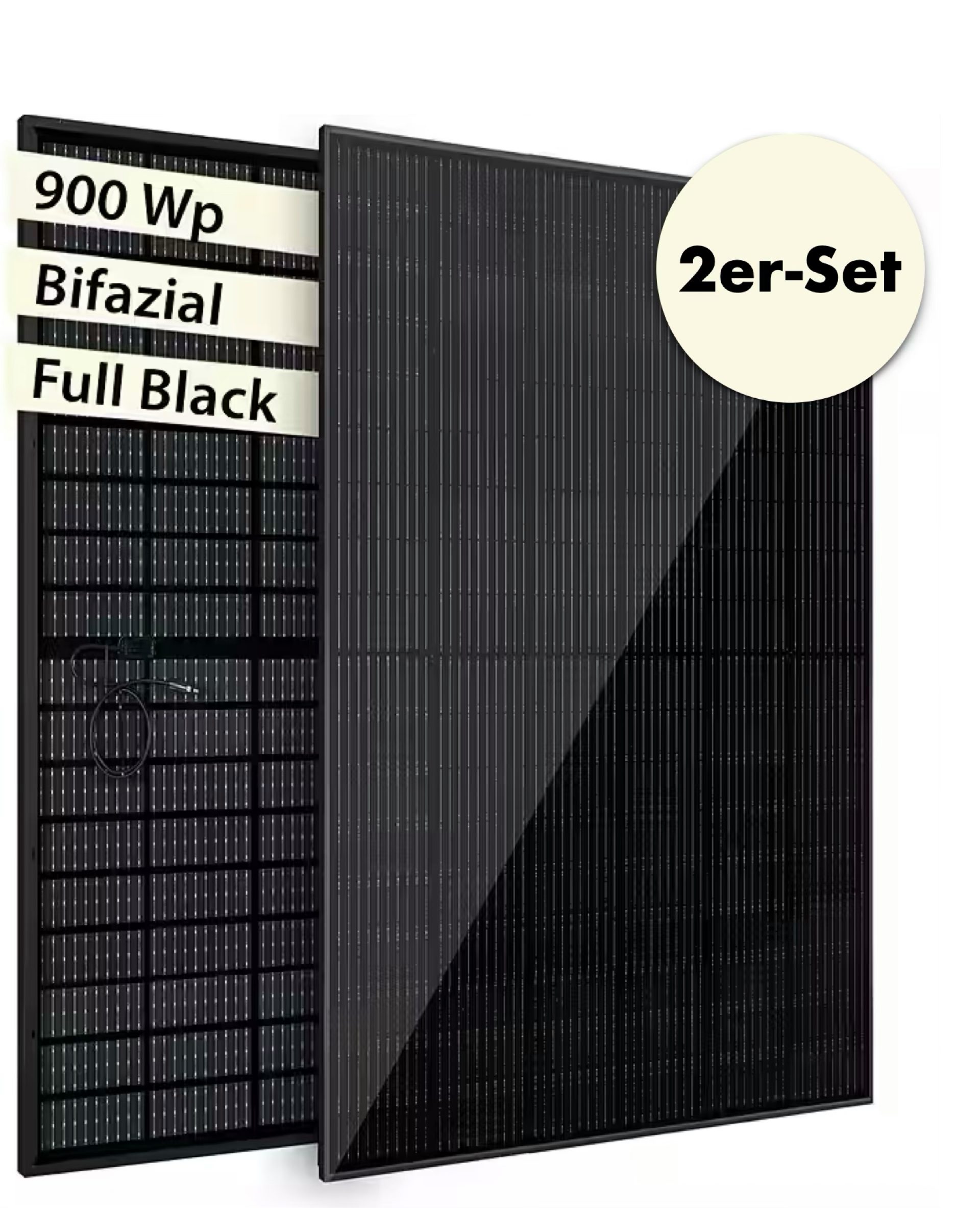 VALE Solarmodul Leistungsstarke Solarmodule 2er Set Bifazial Full-Black, (private Energieerzeugung, Photovoltaik Set, 880, 890, 900, 920 Wp, private Energieerzeugung, Photovoltaik Set, 880, 890, 900, 920 Wp), PV-Anlage, Solarpanele, Solarstrom, H 176,2cm,