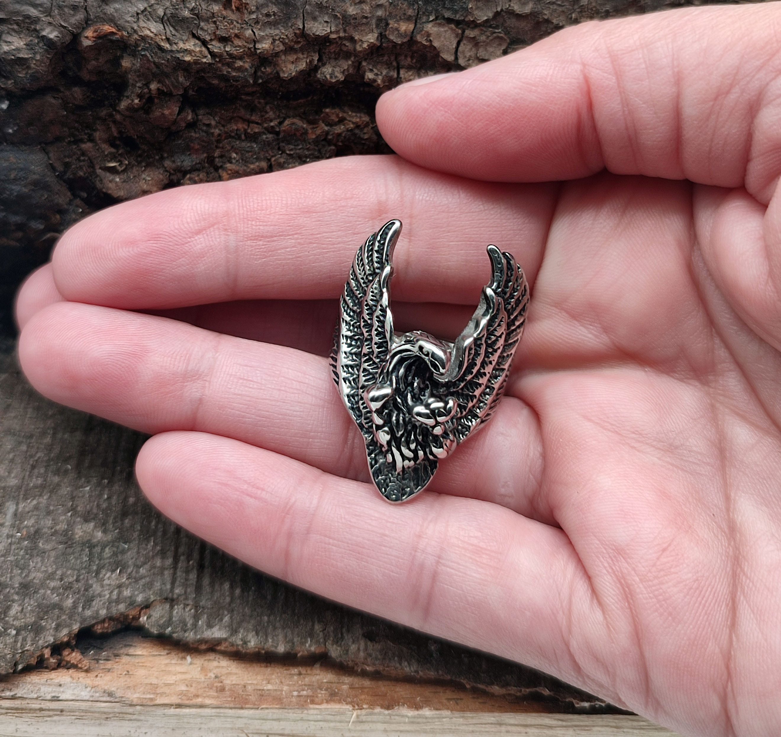 Kiss of Leather Fingerring RING ADLER, GR. 55-75 (EDAD) - EDELSTAHL