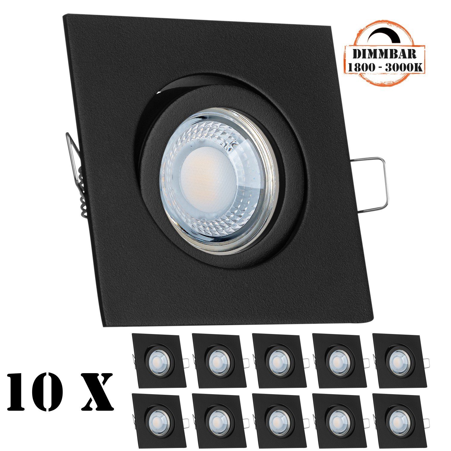 LEDA LED LED flach 5W schwarz von mit LEDANDO LED Set 10er Einbaustrahler extra in Einbaustrahler