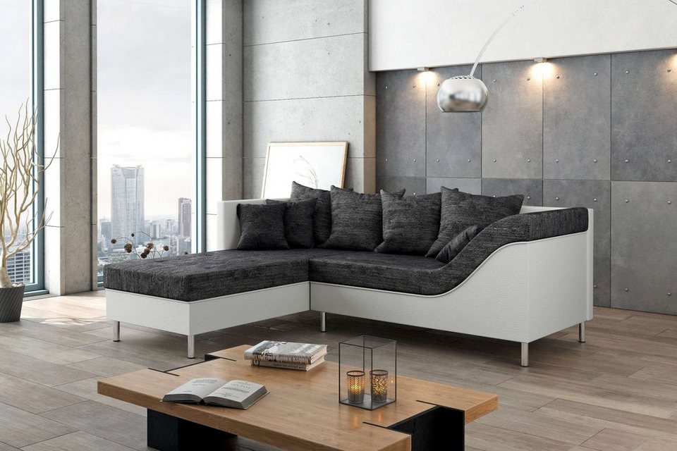 Stylefy Ecksofa Toffi, L-Form, Eckcouch, Ottomane links oder rechts  bestellbar, inklusive Kissen, Modern Design, frei im Raum stellbar