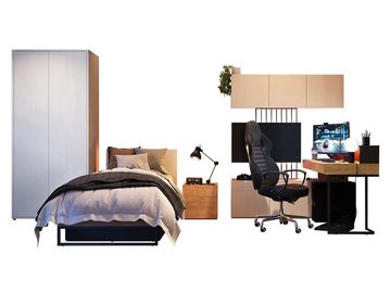 MIRJAN24 Jugendzimmer-Set Teen Flex III, (9er-Set), Schreibtisch und Bett mit Metallfüße, LED-Beleuchtung