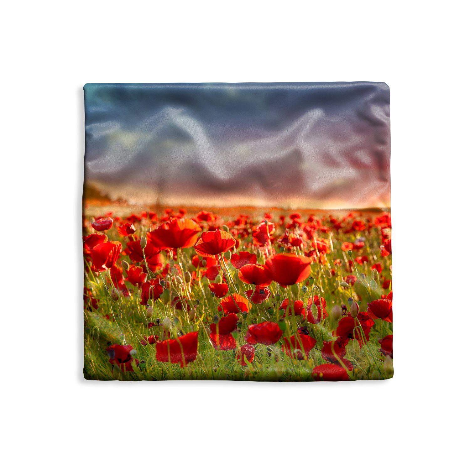 Dekokissen Sonnenuntergang - Mohnblumen - Rot - Blumen - Feld - Natur