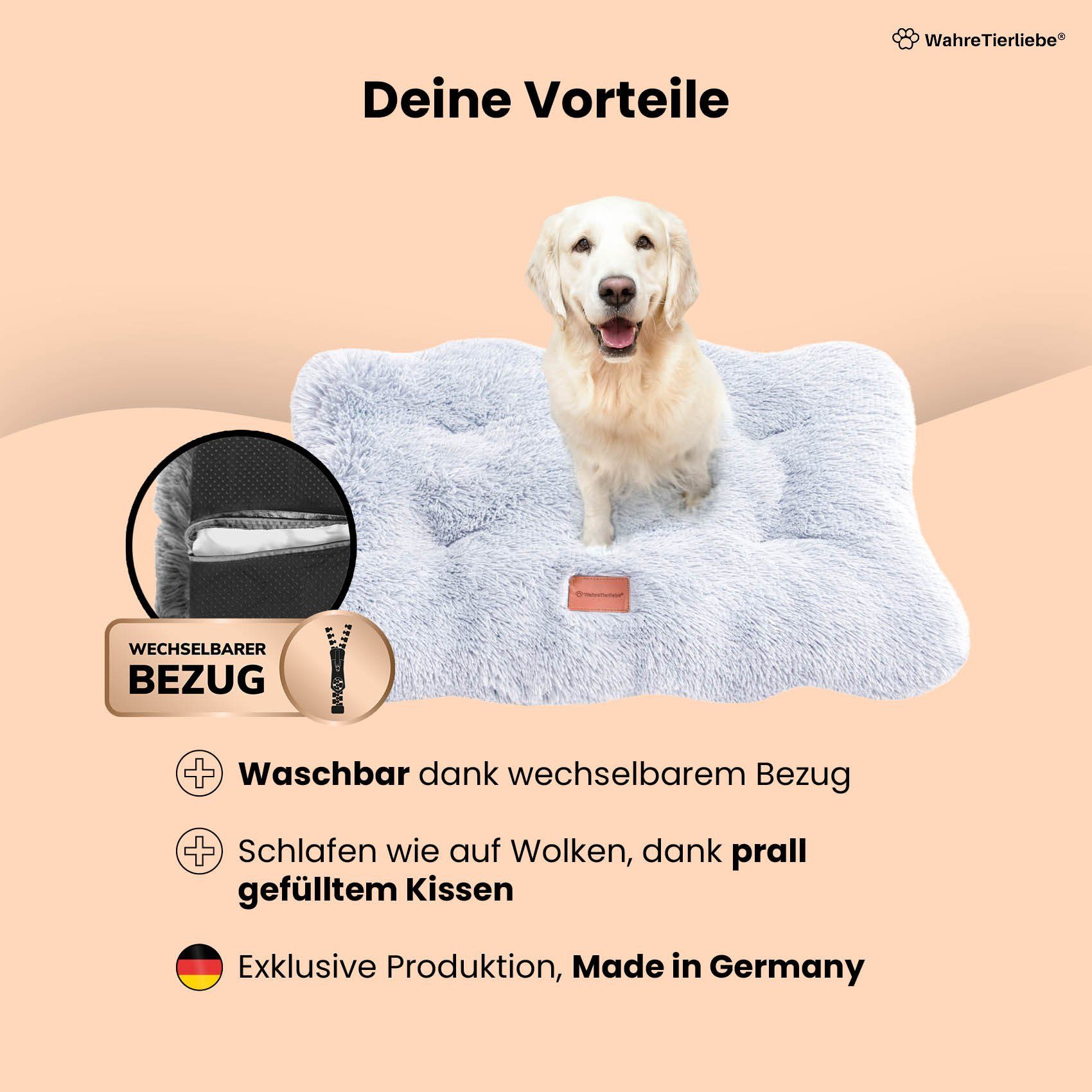 Wahre Tierliebe Tierbett Premium Hundekissen Fluffy - Weiche Schlafstätte -  Leicht zu reinigen, 100% Polyester, Verschiedene Größen und Farben, extra  flauschig, made in Germany