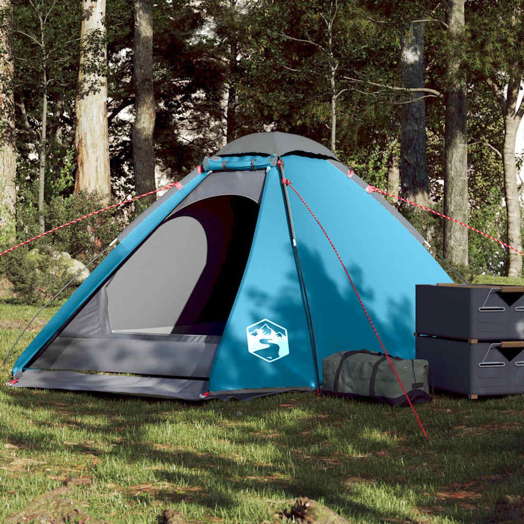 vidaXL Kuppelzelt Kuppel-Campingzelt 4 Personen Blau Wasserdicht, (1 tlg)