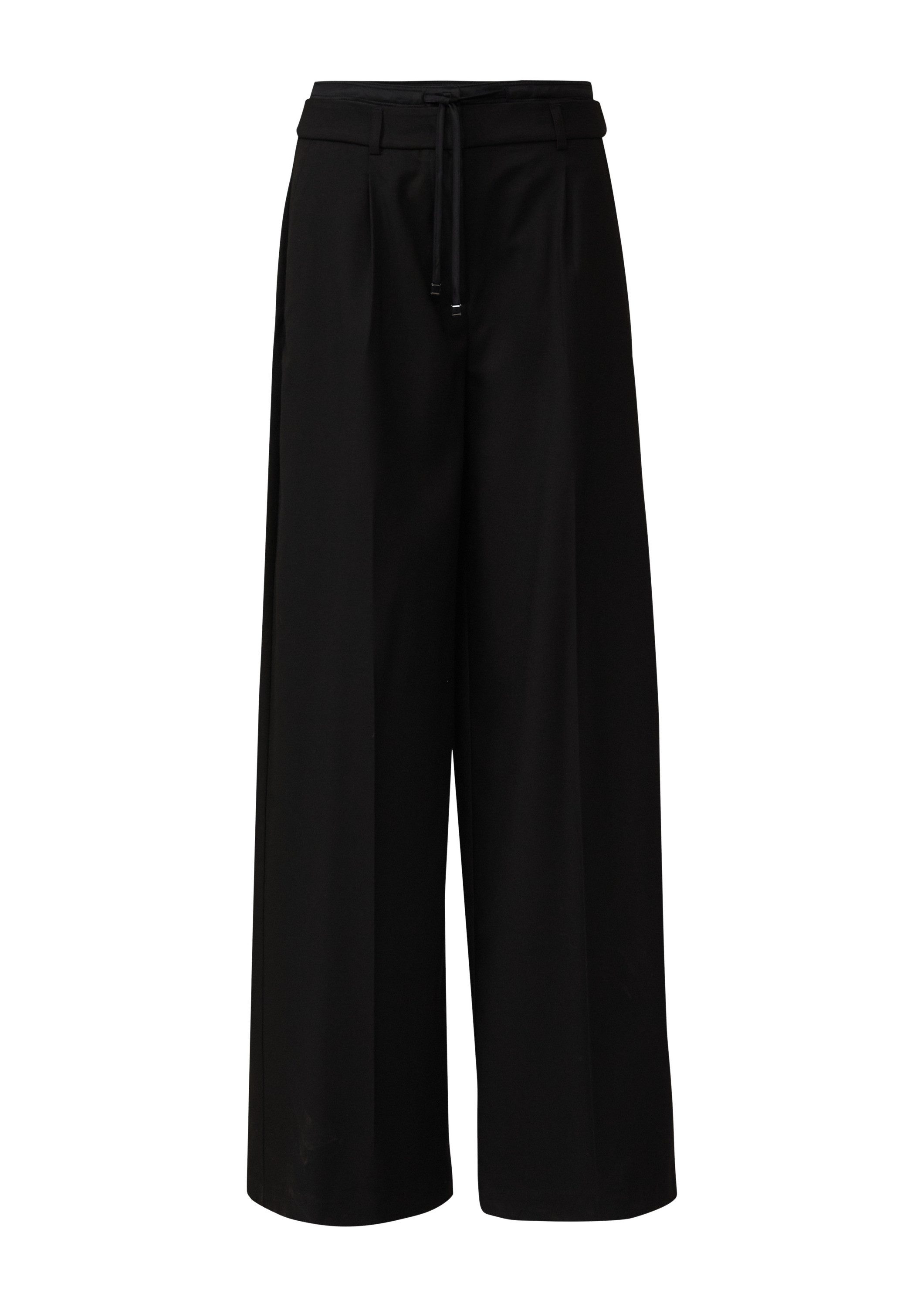 comma Chinos Hose Wide Leg-Hose mit Bundfalten und Bindedetail günstig online kaufen