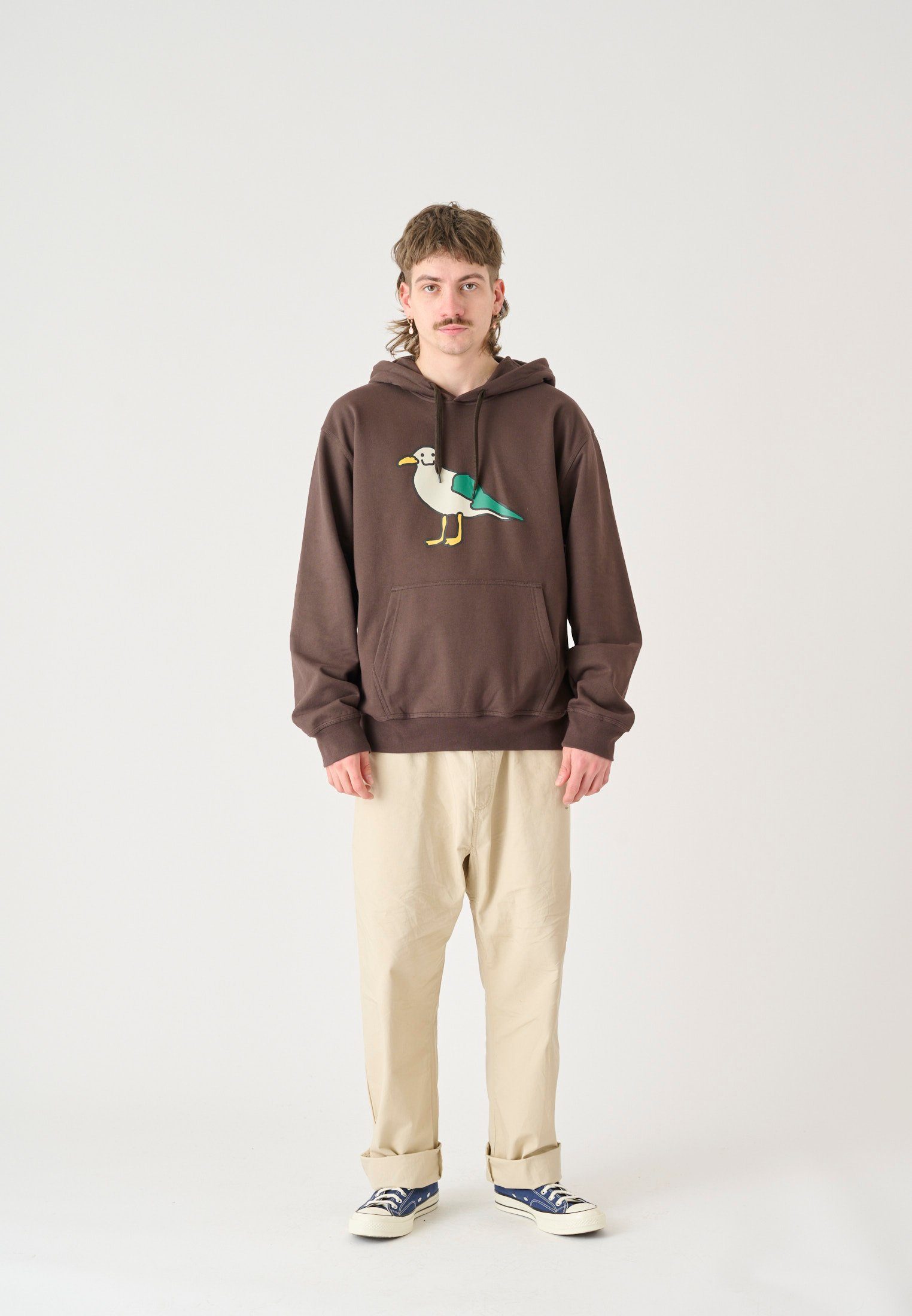 Cleptomanicx Kapuzensweatshirt Smile Gull mit coolem braun Print