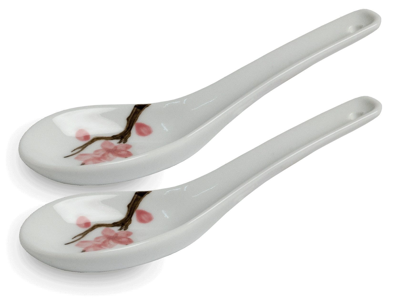 WestCraft Suppenlöffel Grey Series ASIATICA - Sakura, Porzellan-Löffel-Set Asien / Ramen, 14,5cm - Reis-Löffel - Suppen-Löffel, Servier-Löffel, Spoon-Set-Sakura