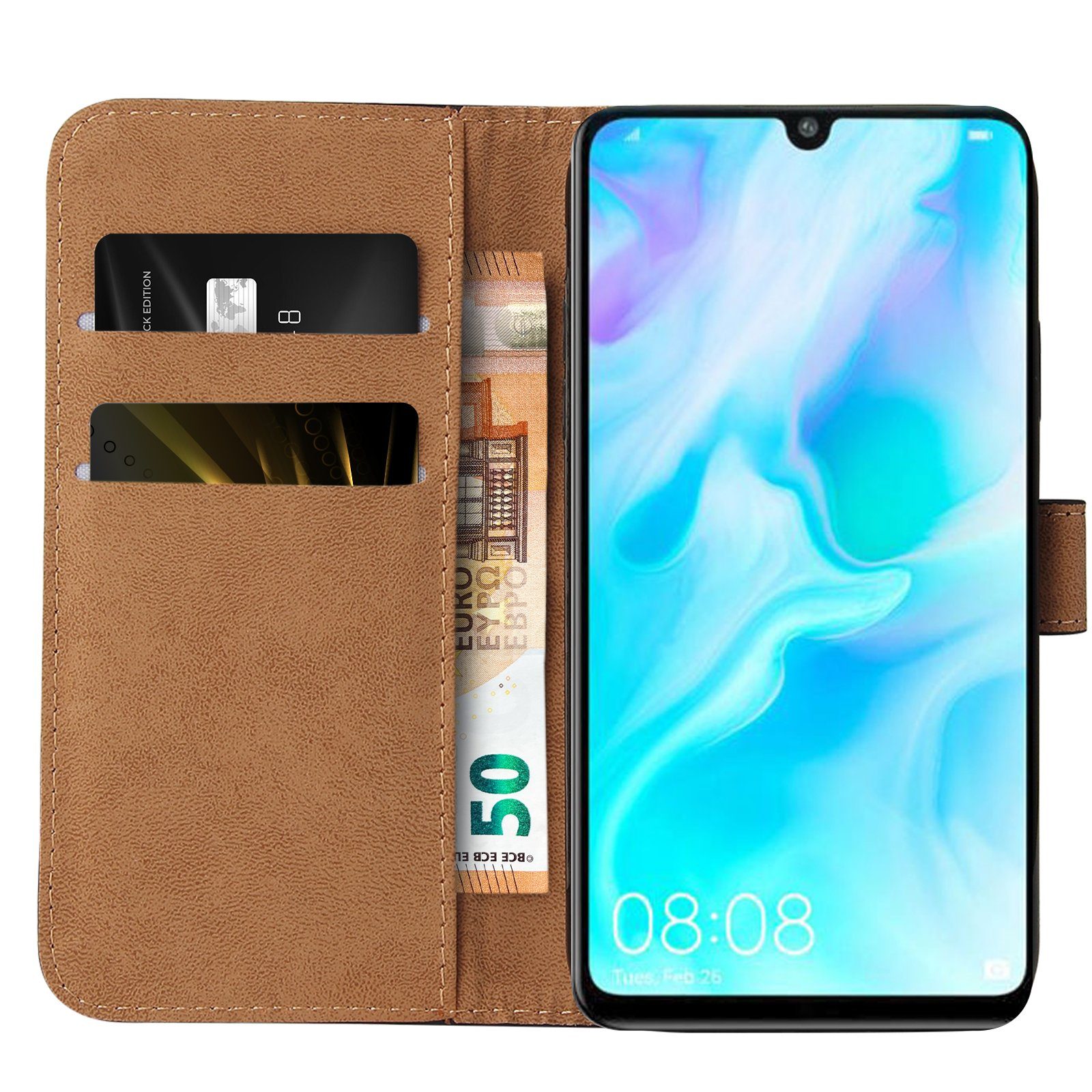 Tec-Expert Handyhülle Klapp Hülle für Huawei P30 Lite 6.15 Zoll, 6.15, Flip Case für Huawei P30 Lite