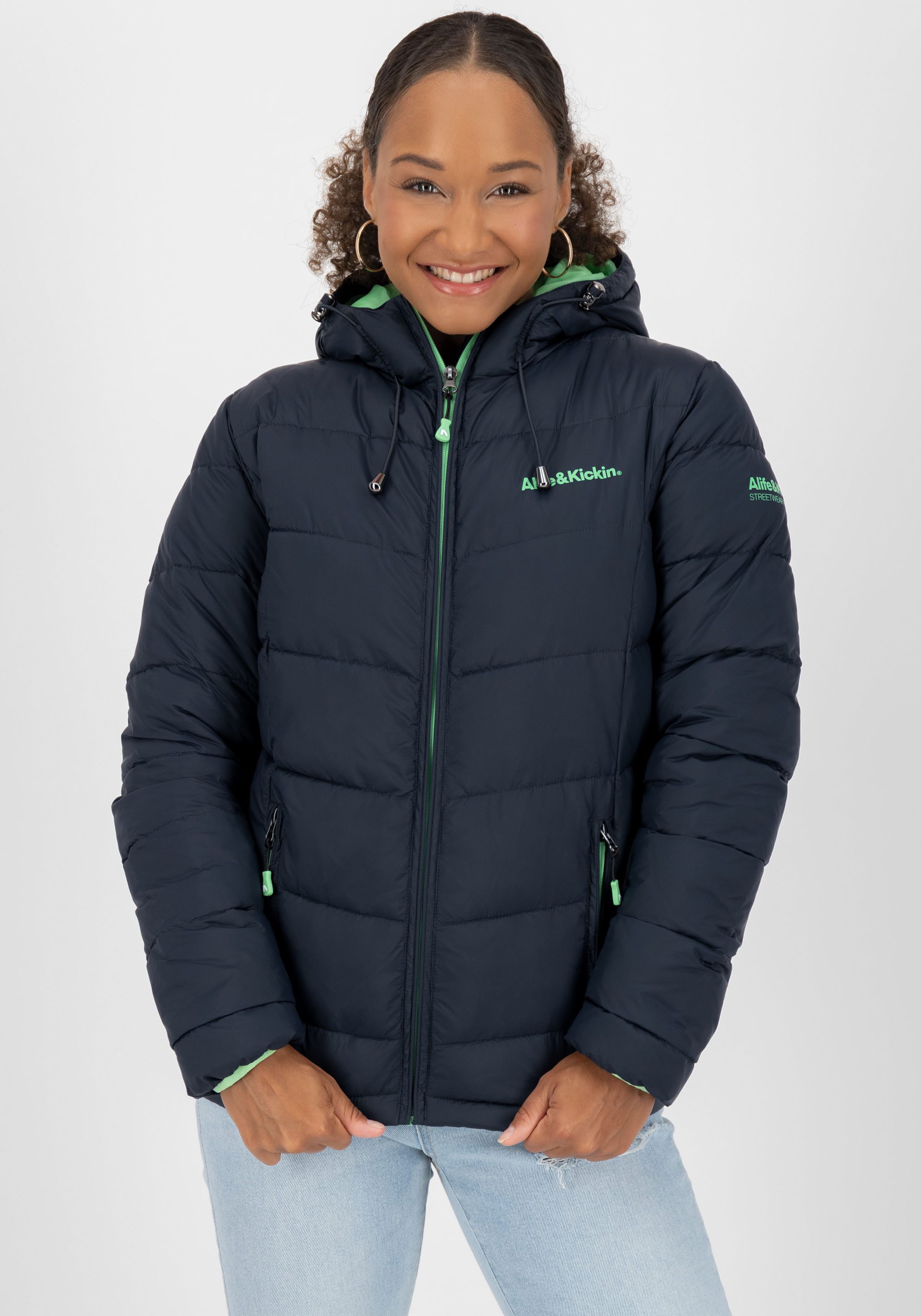 Alife & Kickin Steppjacke AndriaAK leichte, taillierte Übergangsjacke mit breiter Steppung und Kapuze