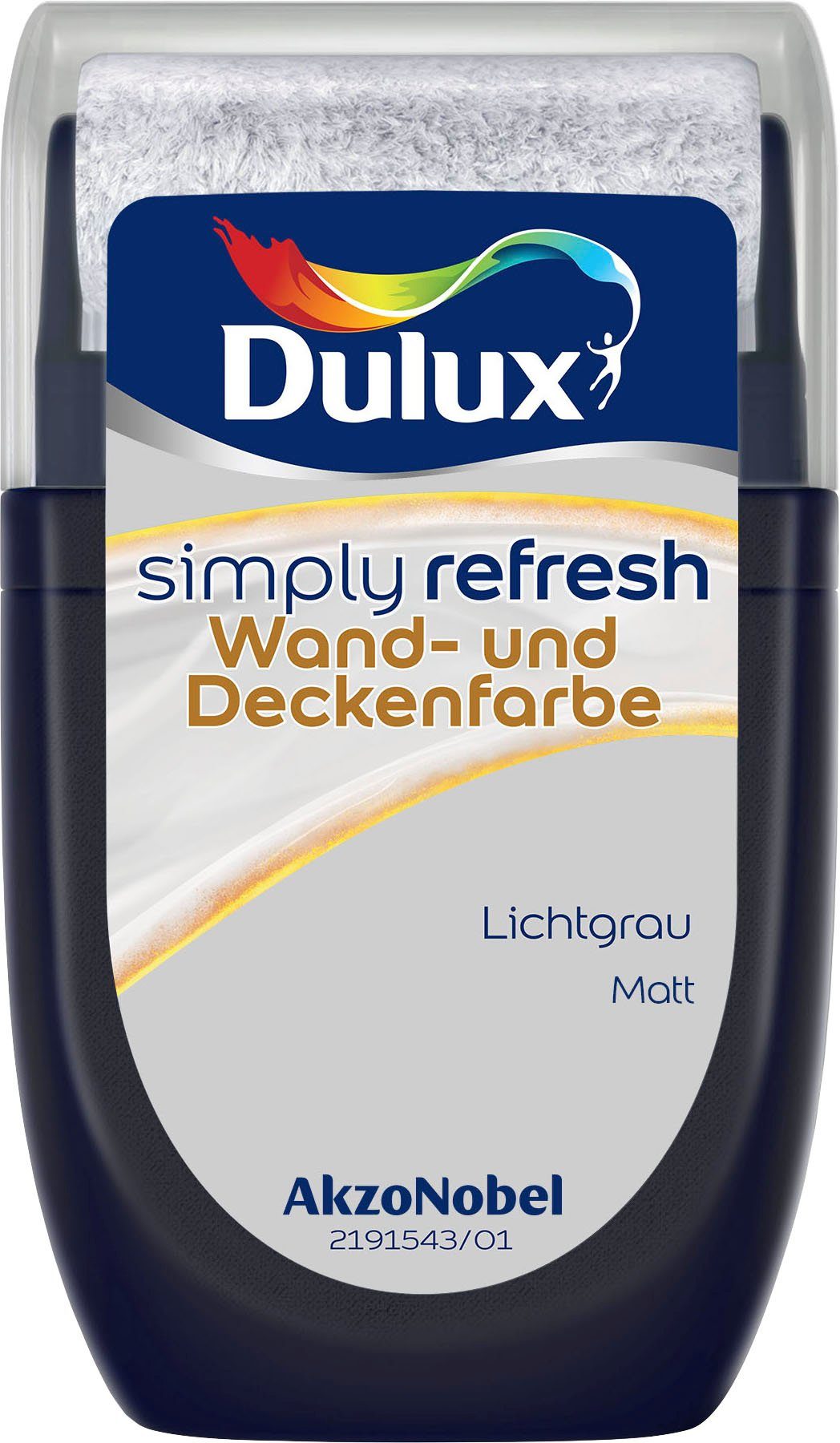 Dulux Wand- und Deckenfarbe Simply Refresh, Tester, matt, hochdeckend, 30 ml Lichtgrau