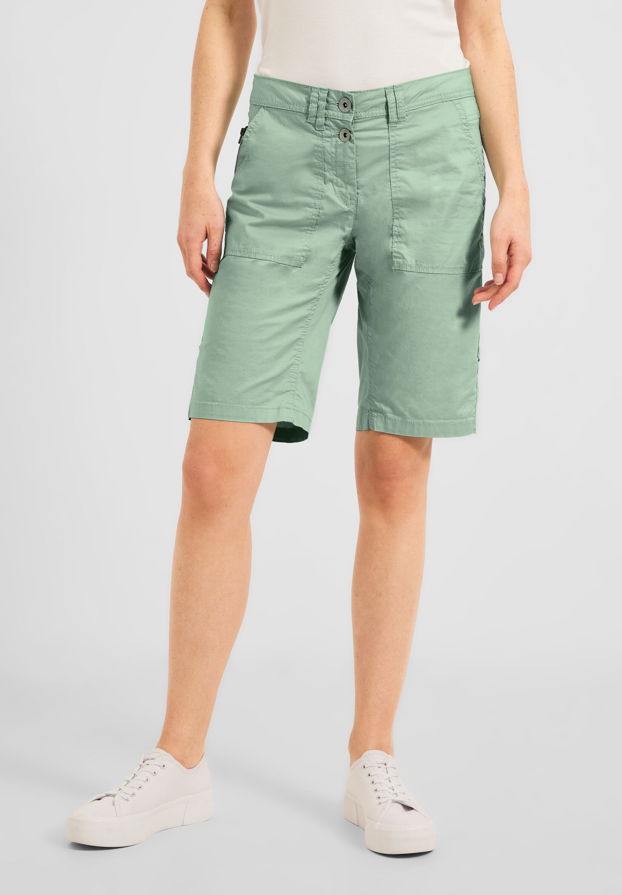 Cecil Shorts aus Baumwolle mit green salvia Stretchanteil fresh