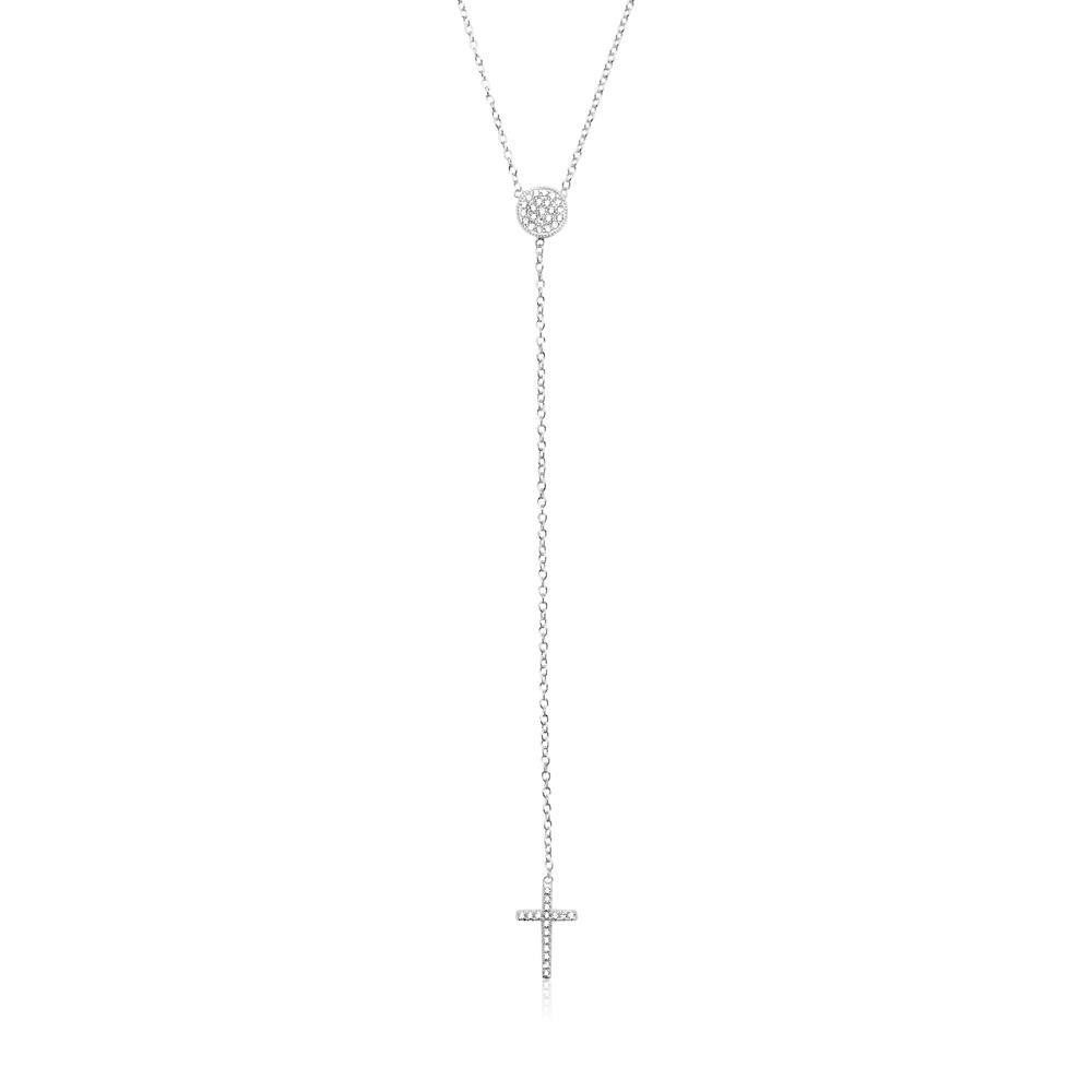 Unique Silberkette Unique Y-Kette Sterlingsilber Kreuz Zirkonia SN0354