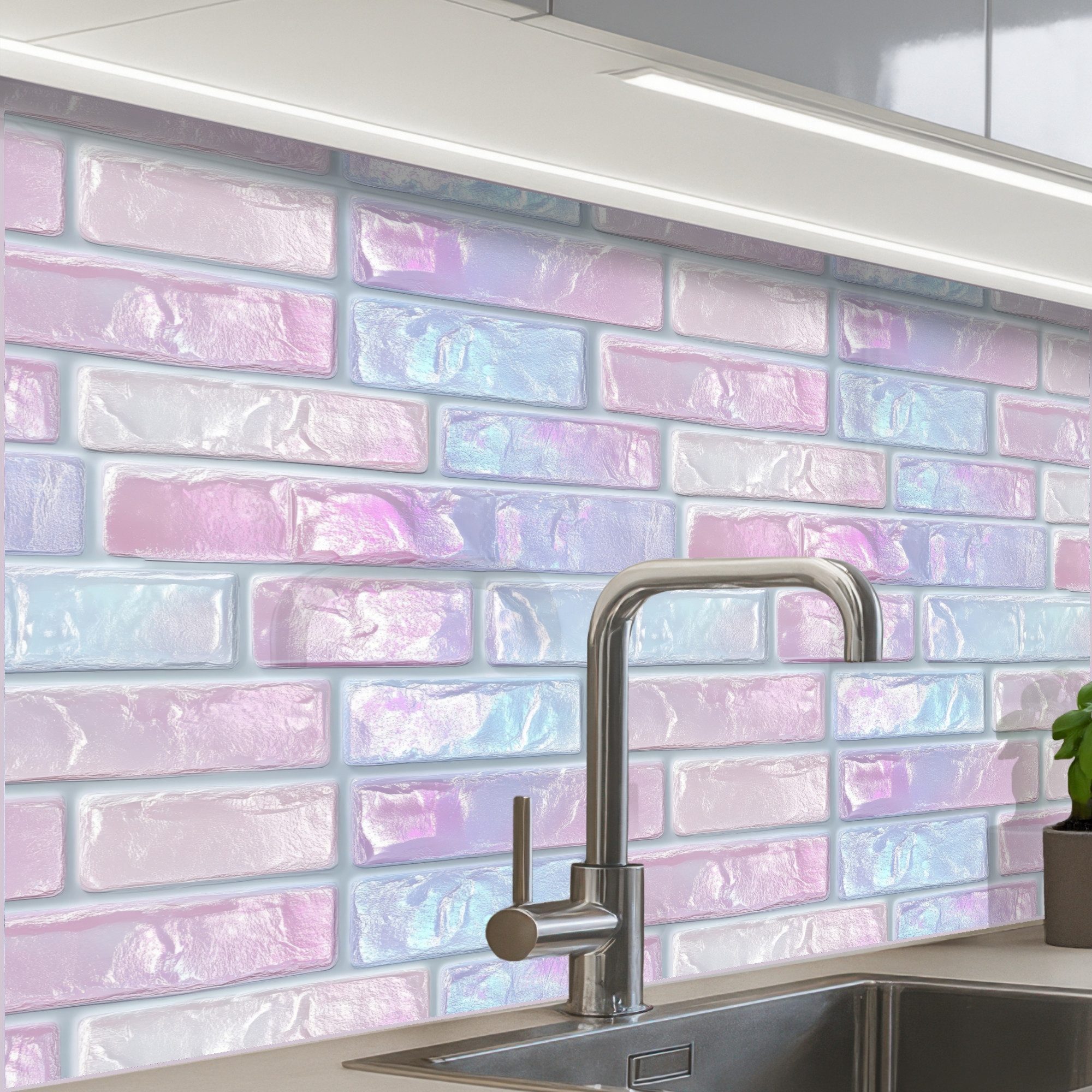 KitchenYeah Küchenrückwand Muster selbstklebend (keine Folie) Rosa - Perle - Glanz - Wand, (1-tlg), Spritzschutz, Küche, Rückwand, Küchenwand, Küchenfront, 30x20 cm