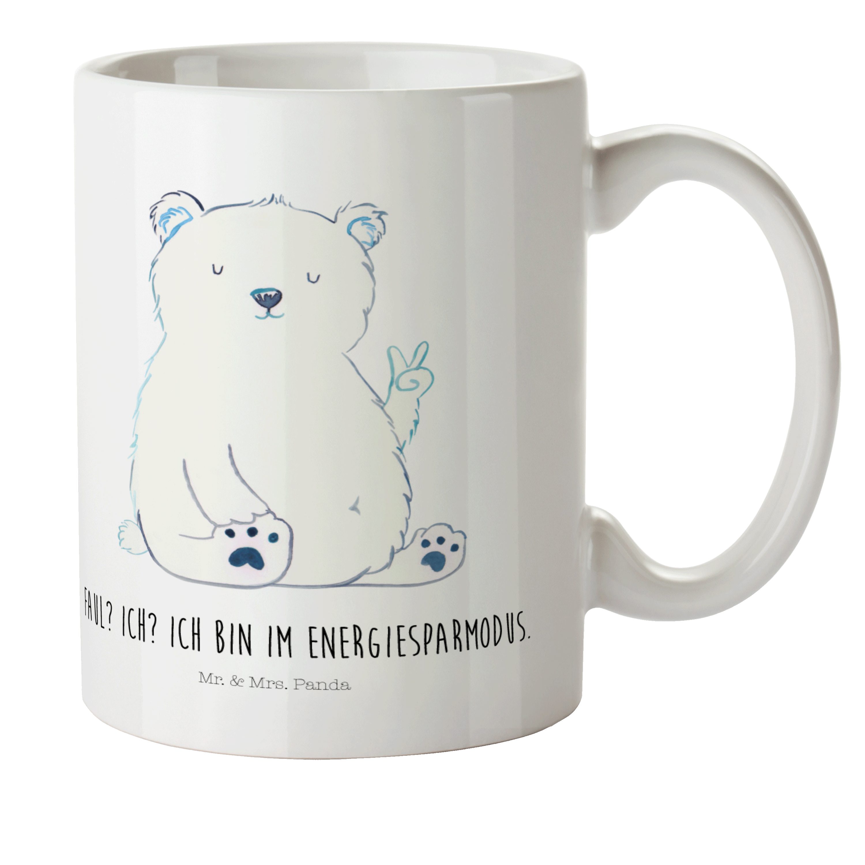 Kunststoff Weiß - Mrs. & Teddy, Faul O, Geschenk, Eisbär Kinderbecher - Panda Kunststoff Mr. Entspannen, Tasse,