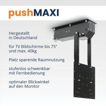 cleverUP pushMAXI - TV Deckenhalterung elektrisch schwenken bis 75Zoll TV-Deckenhalterung, (bis 75,00 Zoll, klappen, drehen und teleskopieren)