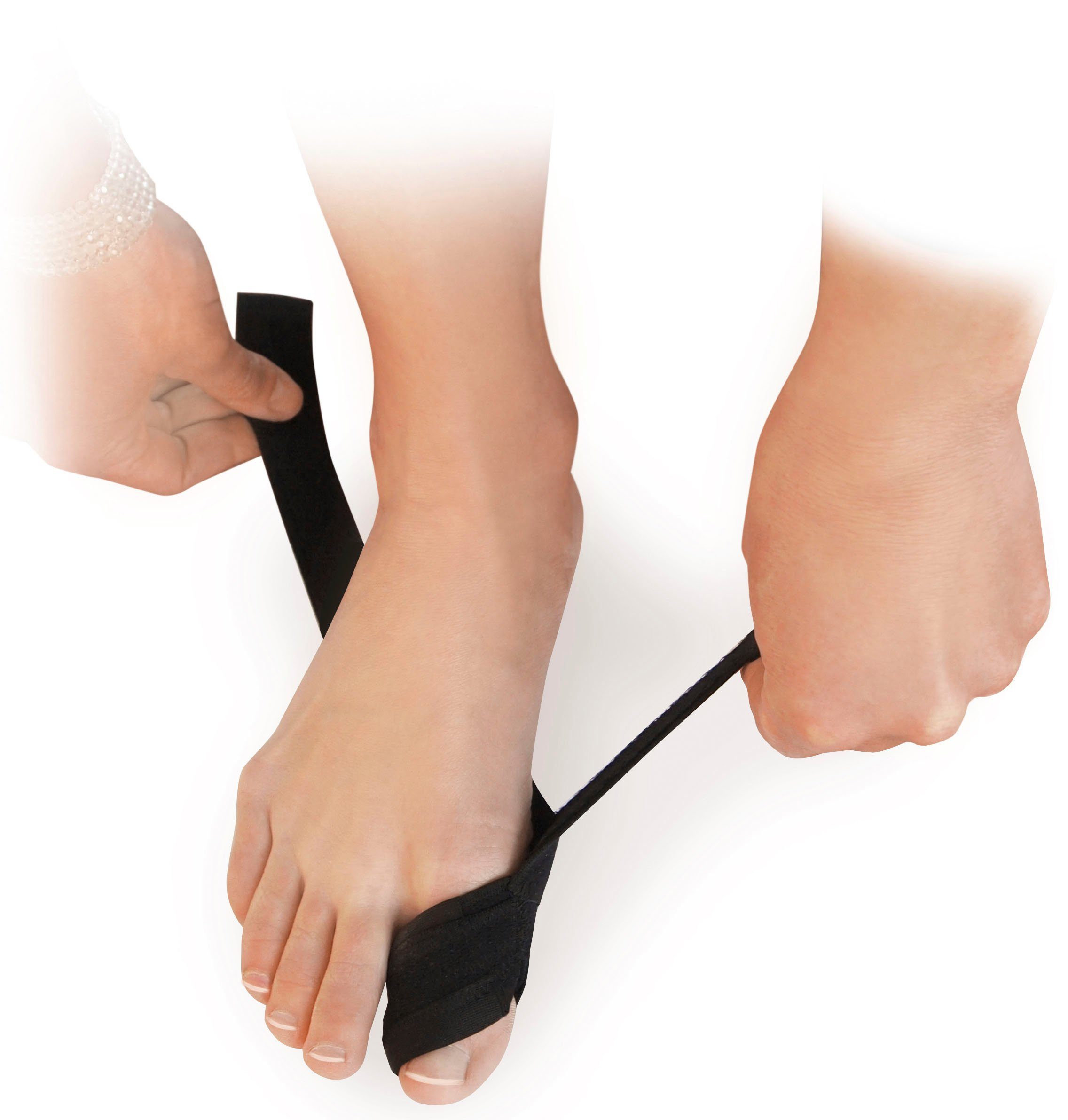 Fußgut Hallux-Bandage Korrektur-Schlaufe, in allen Schuhen tragbar, flache Verarbeitung, Zugschlaufe ergonomisch geformt, Zugband elastisch, flexibel