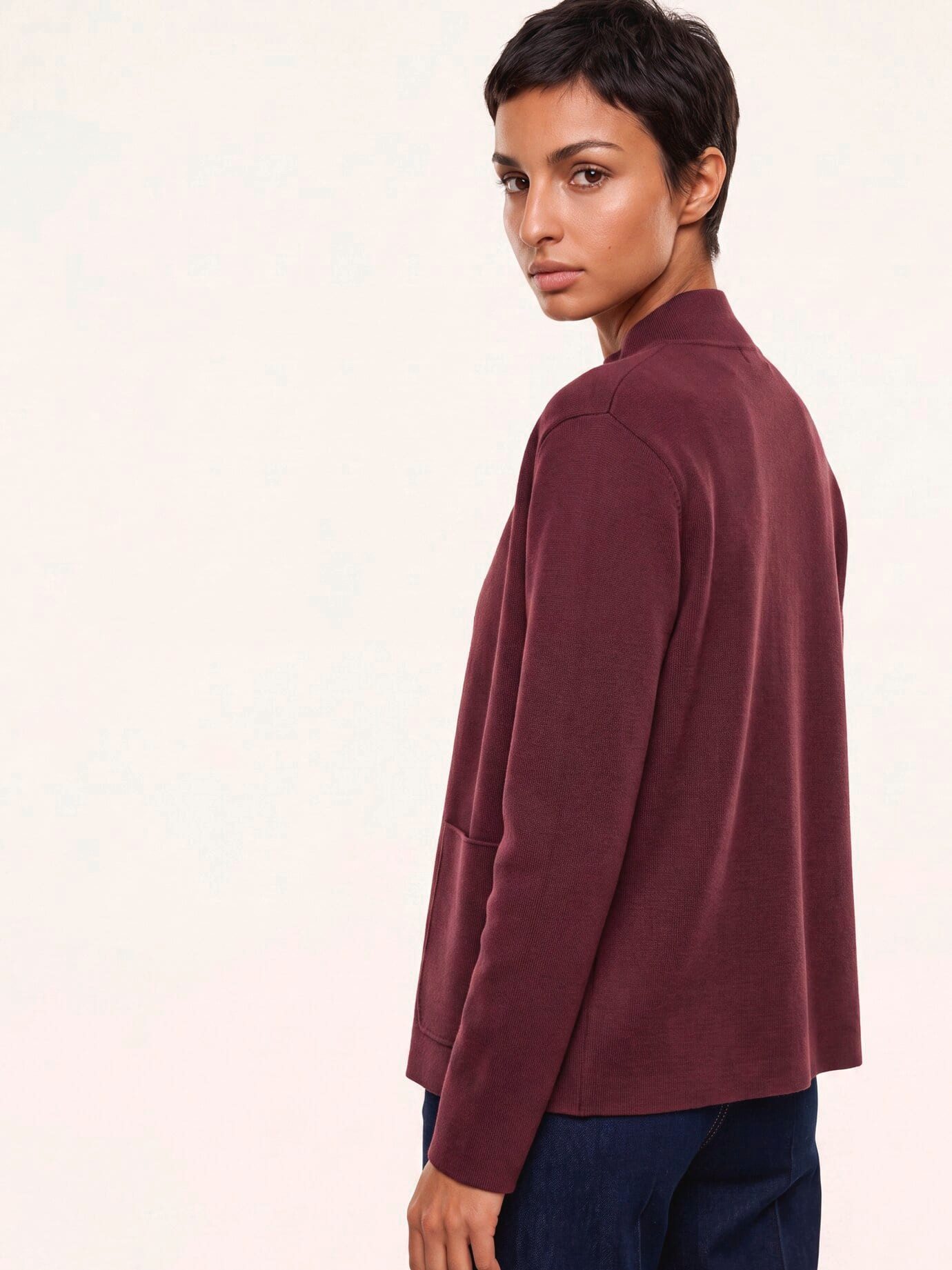 Walbusch Strickjacke Damen Milano Strickjacke Stehkragen, modern, wärmend