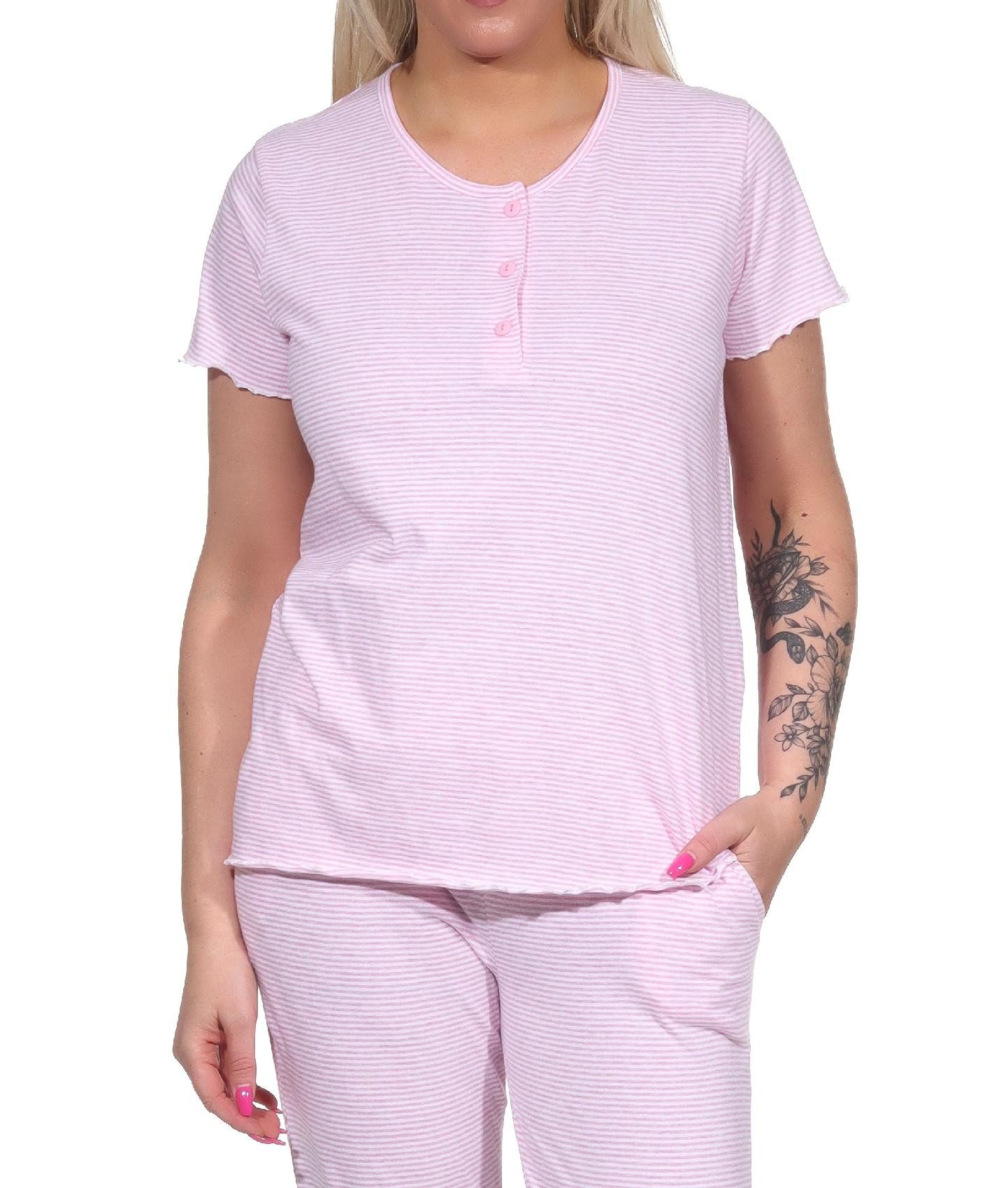 Relaxanzug Damen kurzarm Schlafanzug Oberteil Pyjama Shirt Mix & Match