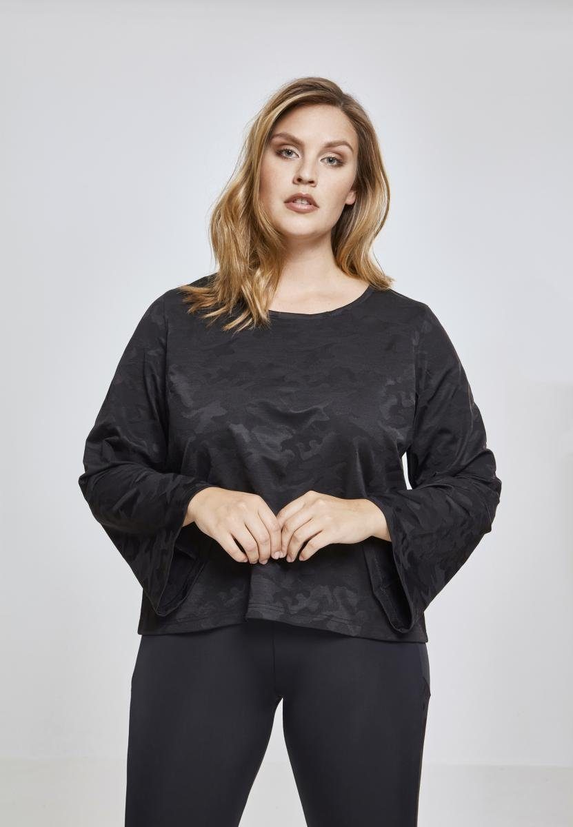 URBAN CLASSICS T-Shirt Damen Ladies Short Jacquard Camo L/S (1-tlg)