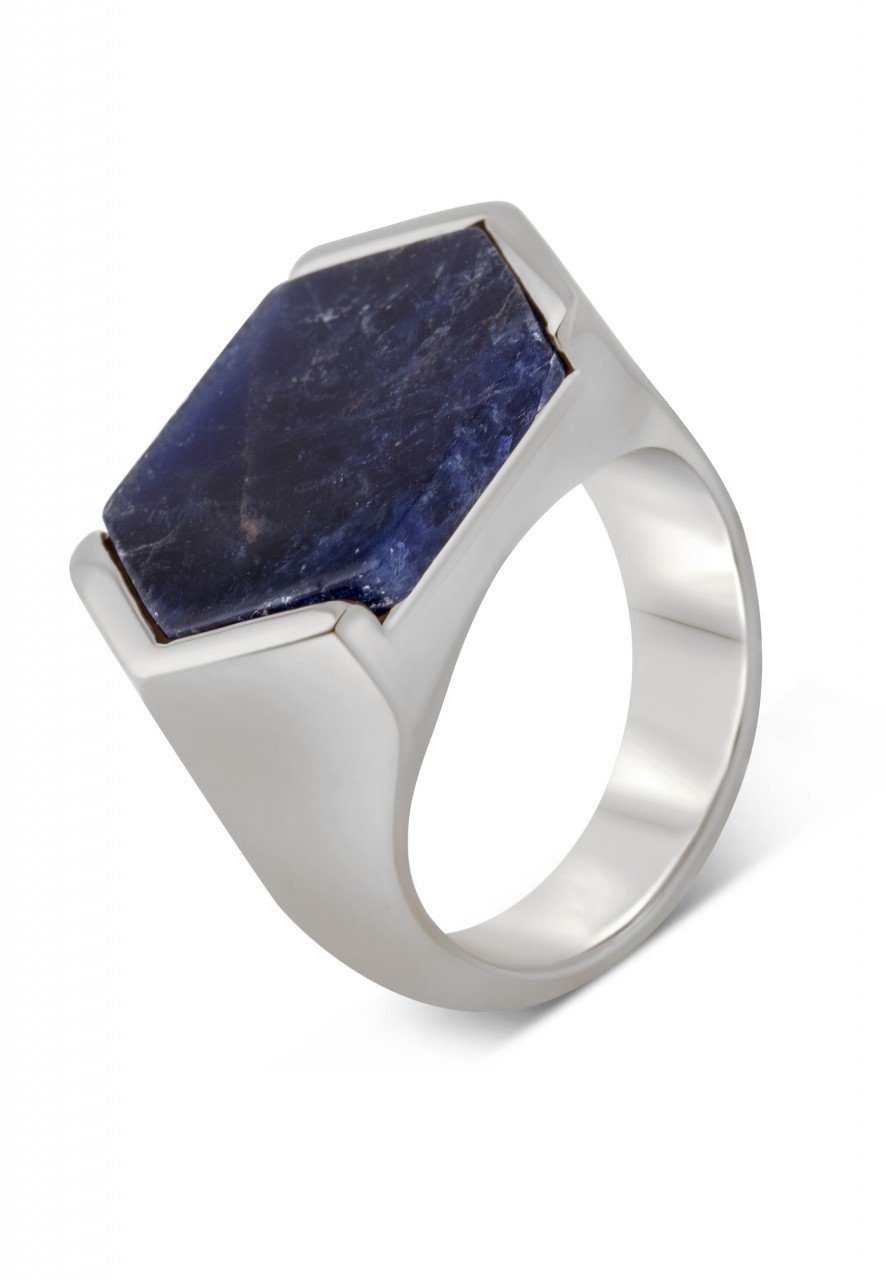 Siegelring Abyss Ring Silber - Blau Archat EU 54 - UK N - US 7