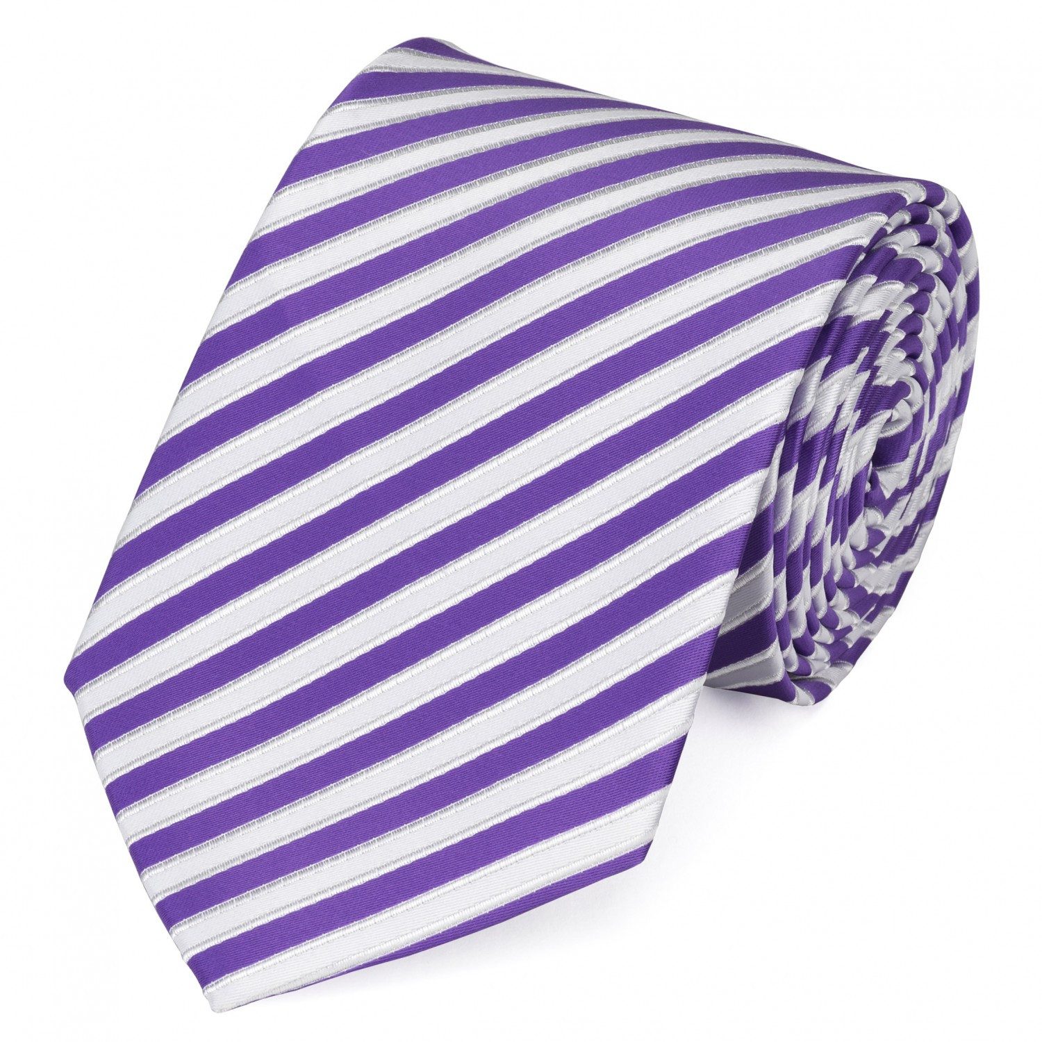 Fabio Farini Krawatte elegante Dunkelblaue Herren Schlips - Krawatten in 6cm (ohne Box, Gestreift) Breit (8cm), Weiß/Violett