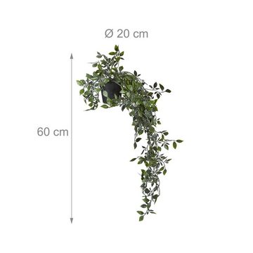 Kunstpflanze Künstliche Hängepflanzen 2er Set, relaxdays, Höhe 60 cm