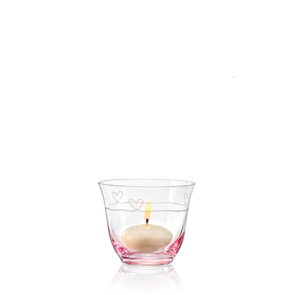 Crystalex Windlicht Windlicht Diamond Heart Kristallglas 180 ml (Einzelteil, 1 St., 1 x Windlicht), Kristallglas, Herz Gravur, Glasfärbung