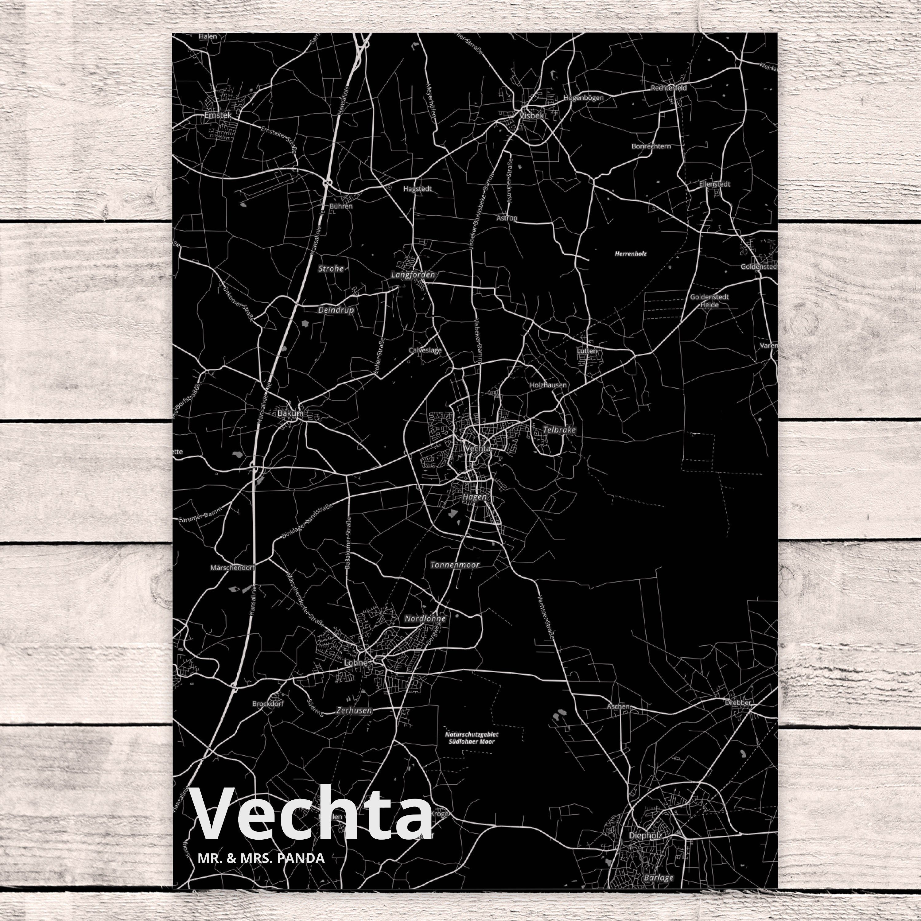 Vechta Mrs. Stadt L - Dorf Karte Ansichtskarte, Postkarte & Mr. Panda Geschenk, Einladungskarte,