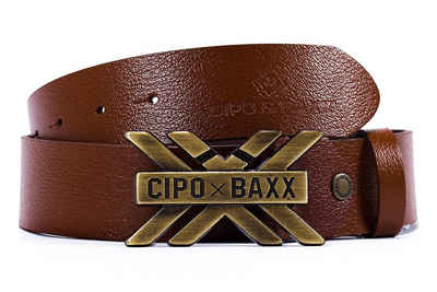 Cipo & Baxx Ledergürtel Eleganter Gürtel BA-CG147 mit einer Schnalle aus gebürsteten Metall