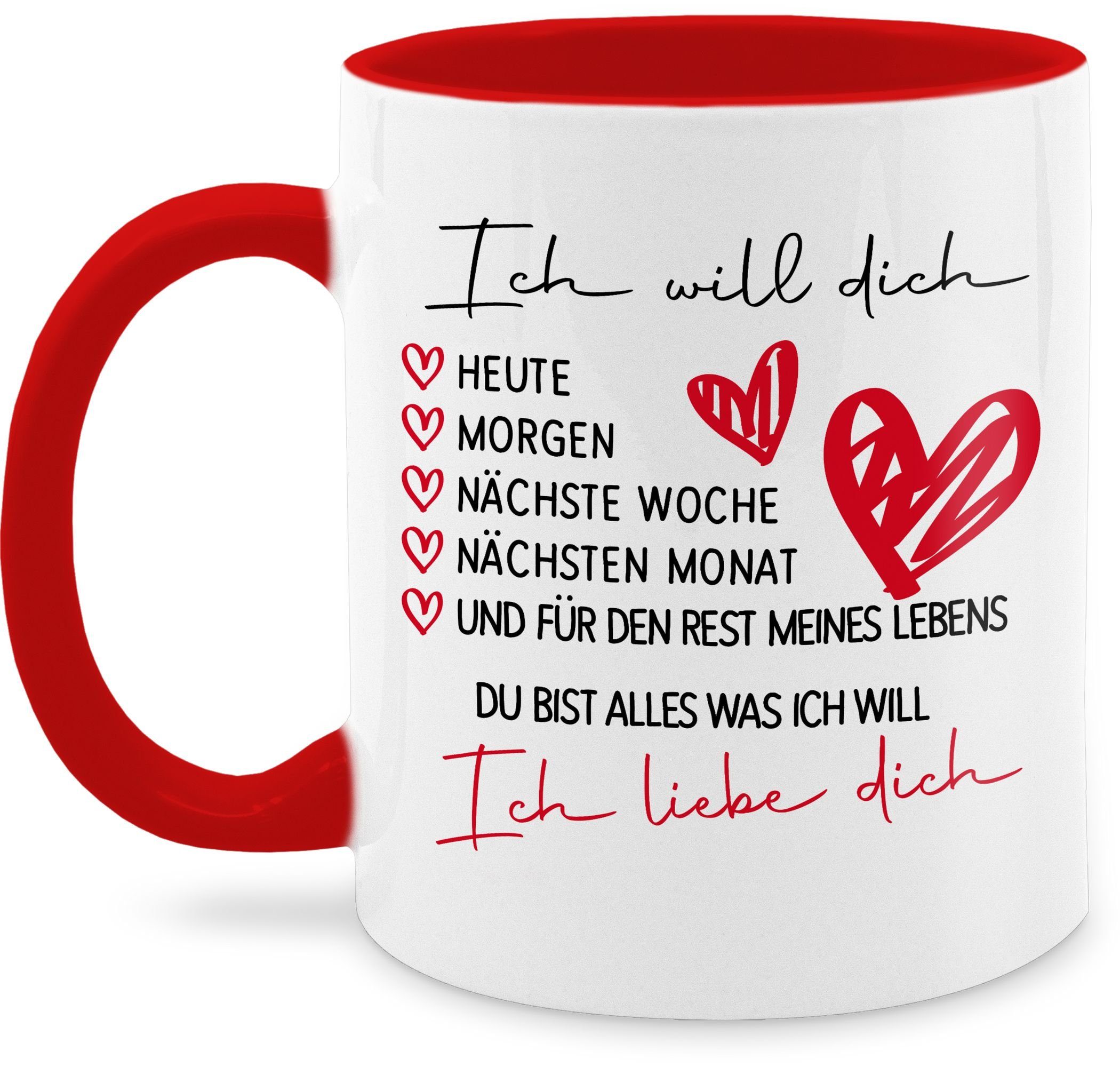 1 Valentinstag Liebes Rot Tasse Frauen Geschenk Shirtracer Geschenk Freundin Papa Freund Liebeserk, Keramik, Love Männer Mama