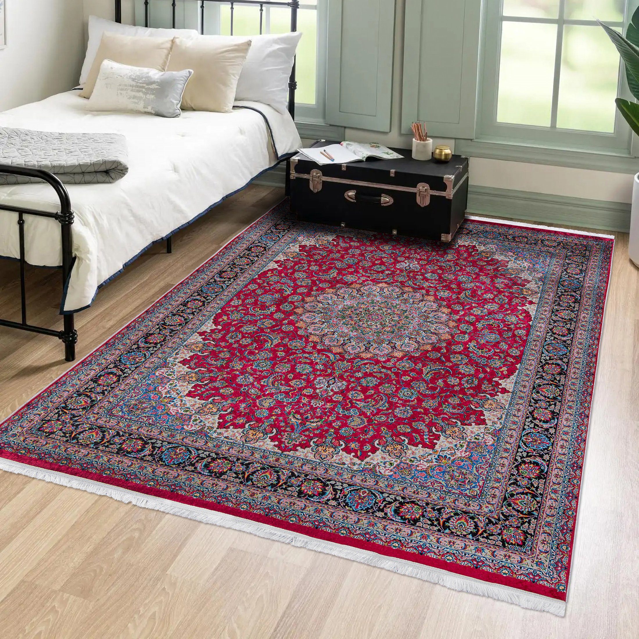 Mazovia Orientteppich Orientalisch Vintage Teppich Traditioneller Orient Teppich, 80 x 150 cm, Kurflor, Waschbar in Waschmaschine, Höhe 5 mm, Rutschfest