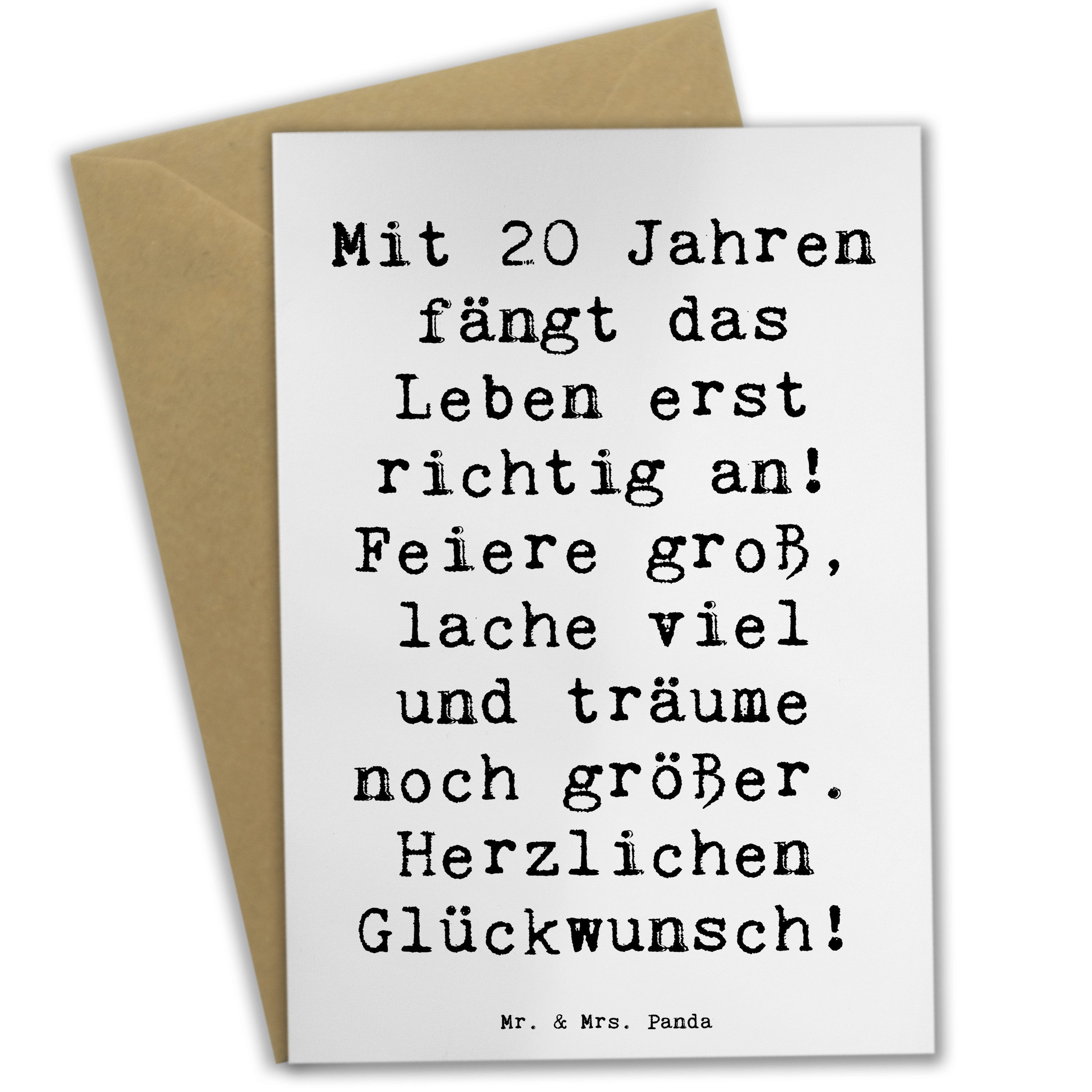 Grußkarte Spruch 20. Geburtstag - Weiß - Geschenk, Klappkarte, Karte, träume gr