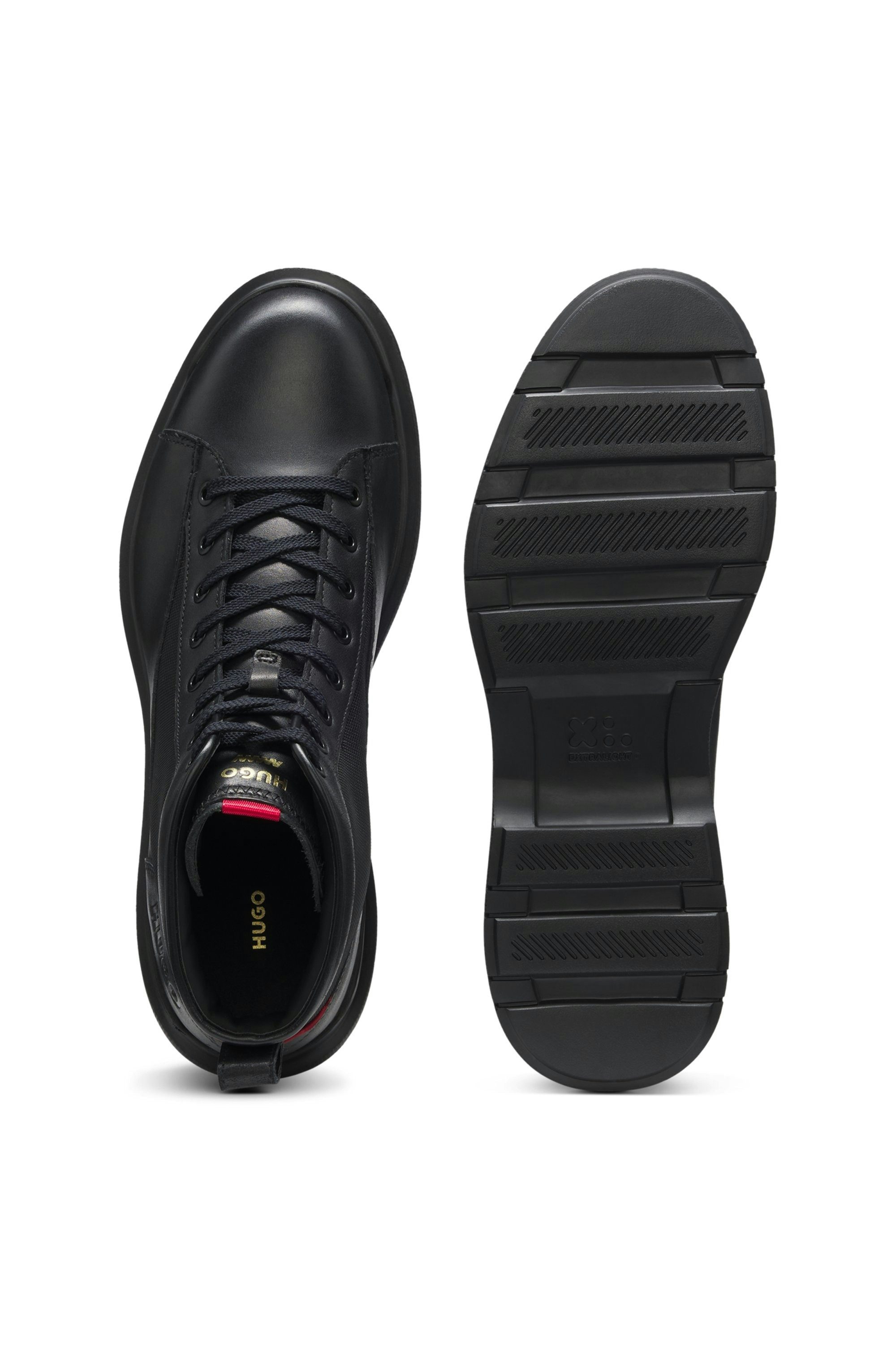 HUGO Nash Schnürboots Stiefelette, Schnürstiefelette, Casual-Boots mit Profilsohle