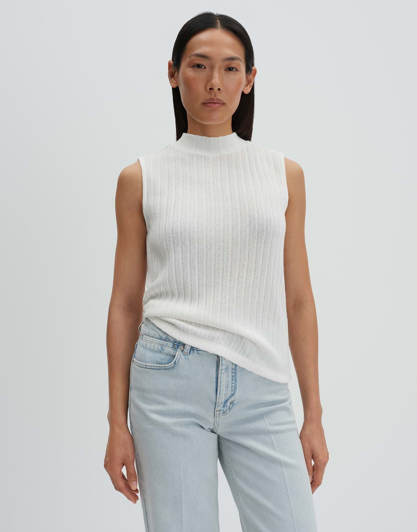 someday Sweatshirt Usodie mit Stehkragen Ärmellos mit Stehkragen, zart transparent