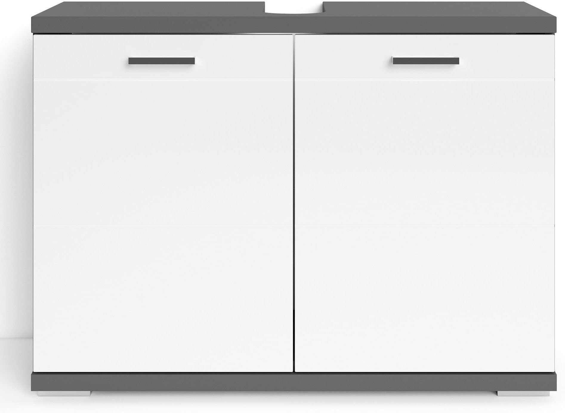 byLIVING Waschbeckenunterschrank Nebraska Breite 80 cm, Badezimmerschrank, MDF-Fronten in Hochglanz-Optik