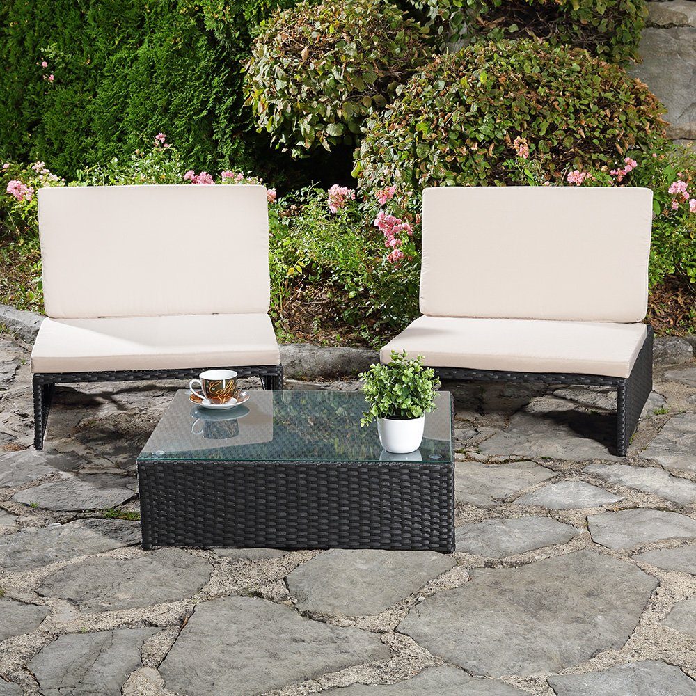 Feel2Home Garten-Essgruppe Gartenmöbelset Sessel Tisch Sitzgruppe günstig online kaufen