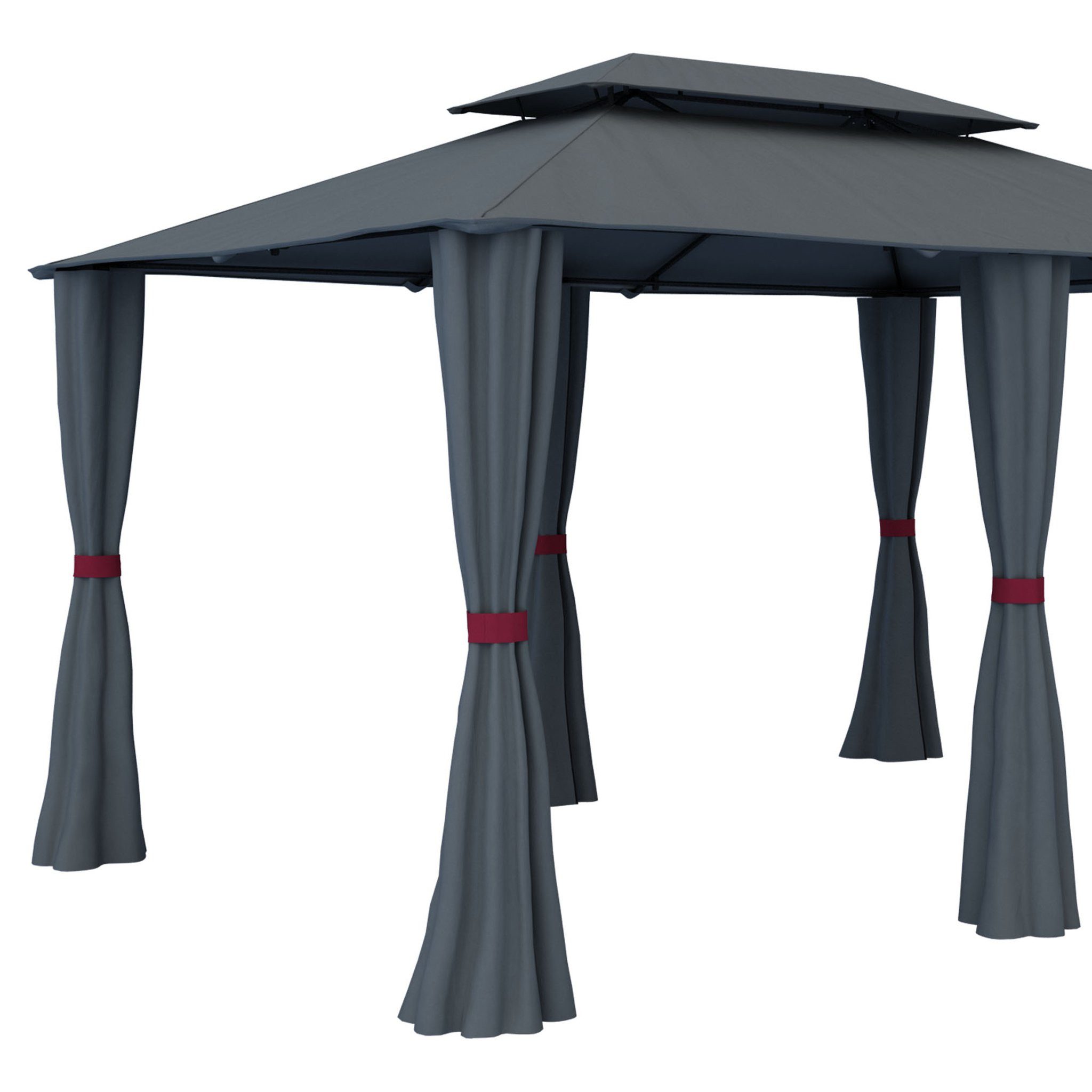 paramondo Pavillon Gartenpavillon 4x3m mit Seitenwänden Pavillon Outdoor Anthrazit, Werkzeugloser Aufbau, Doppeldach, Seitenwände inklusive