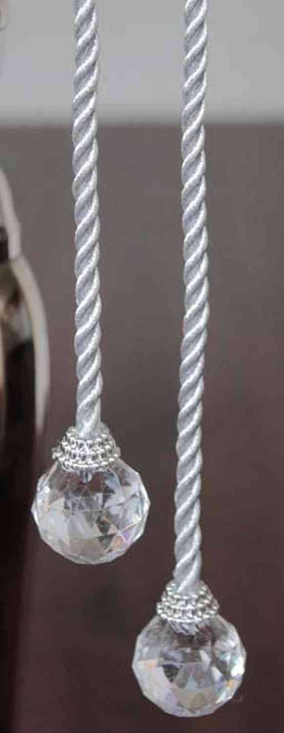 INNA-Glas Christbaumschmuck Weihnachtshänger Kordel Tayler mit Acryl Kugeln, Silber, 40cm, Ø3cm