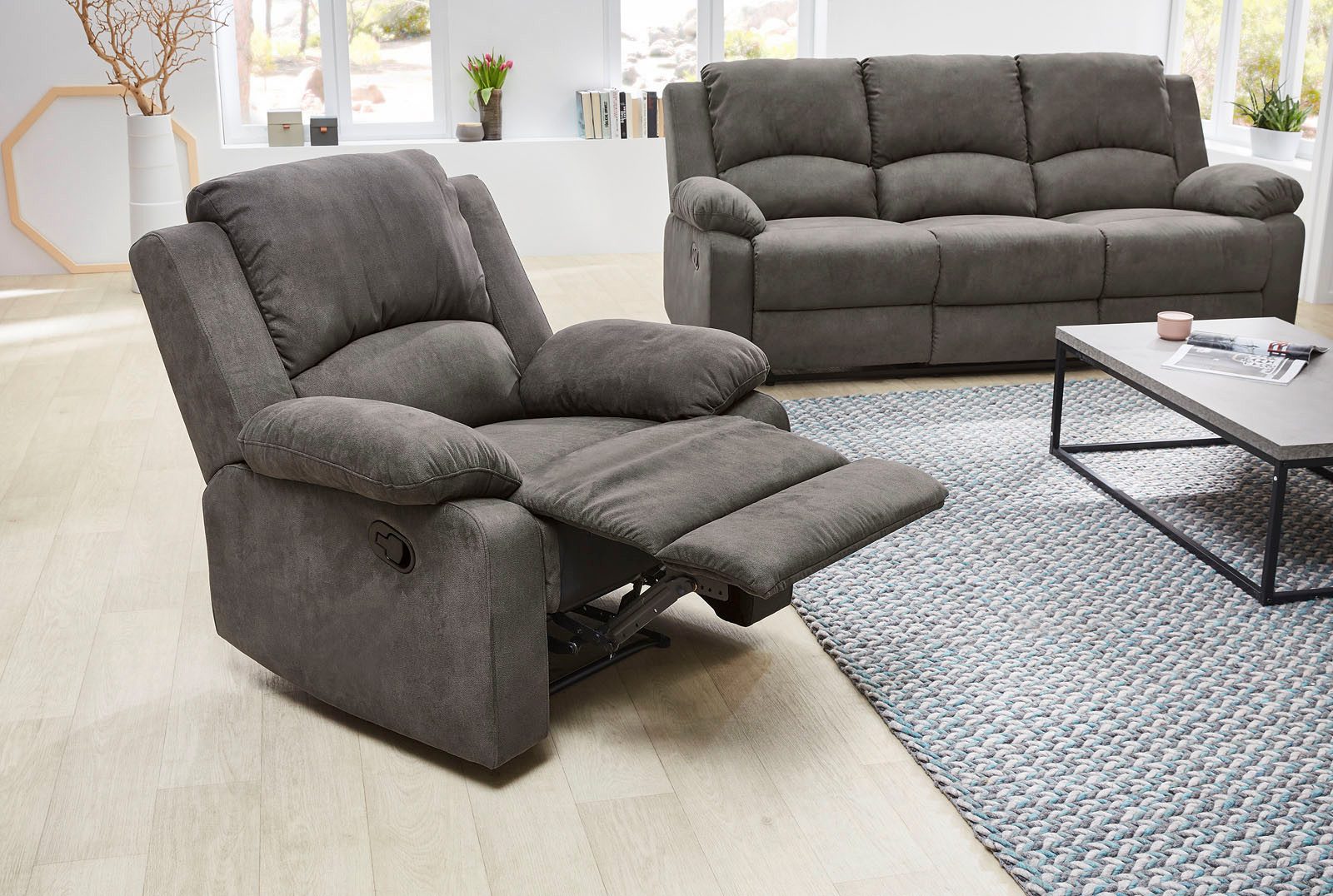 Jockenhöfer Gruppe Sessel Dakota, B: 97 cm, Sitzhöhe: 47 cm, mit Relax- & Liegefunktion, Taschenfederkern-Polsterung