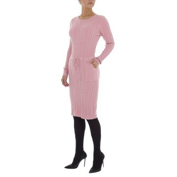 Ital-Design Strickkleid Damen Freizeit Ornamente Stretch Strickoptik Stretchkleid in Rosa