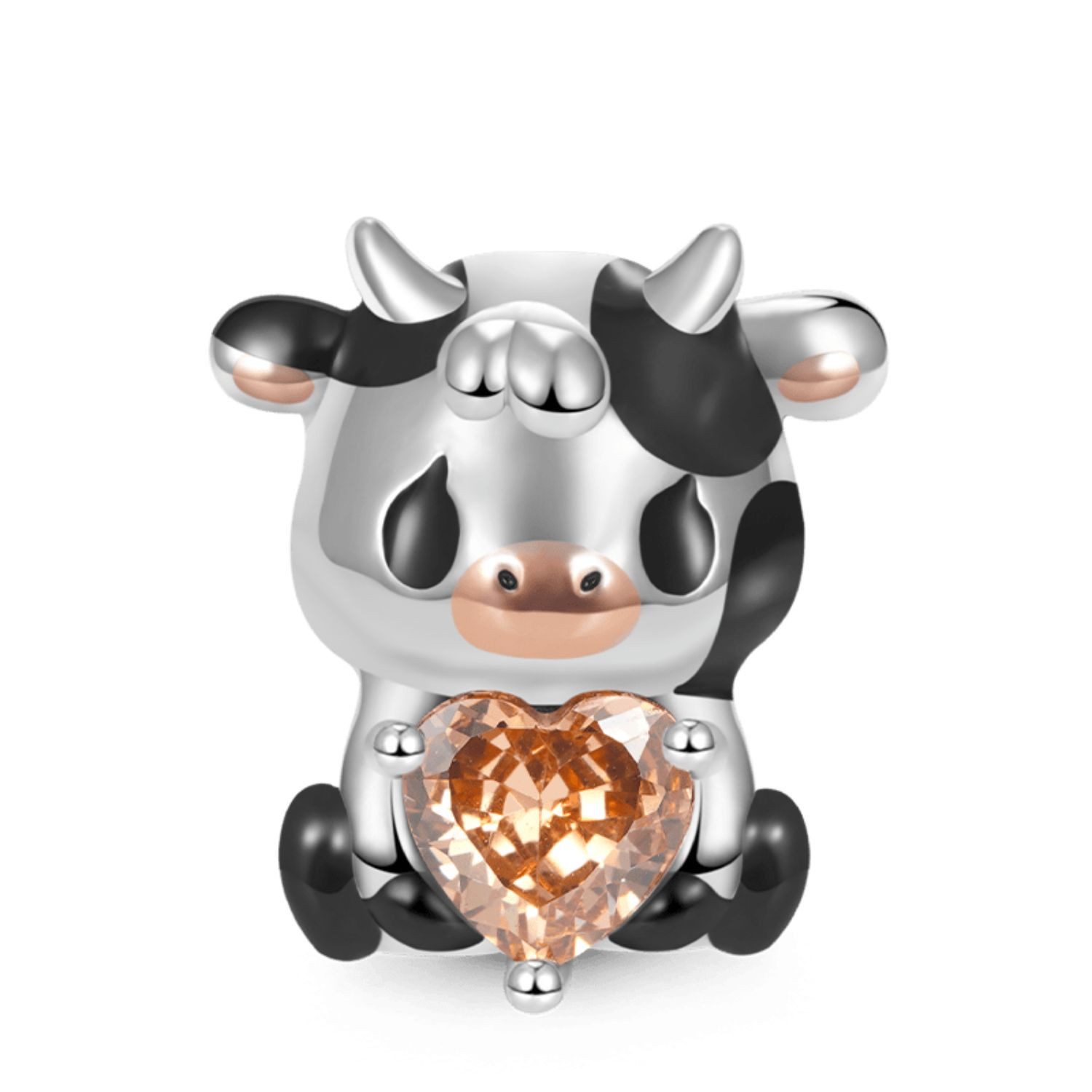 Bead Gnoce Charm Kuh mit Herz GJC079 Silber